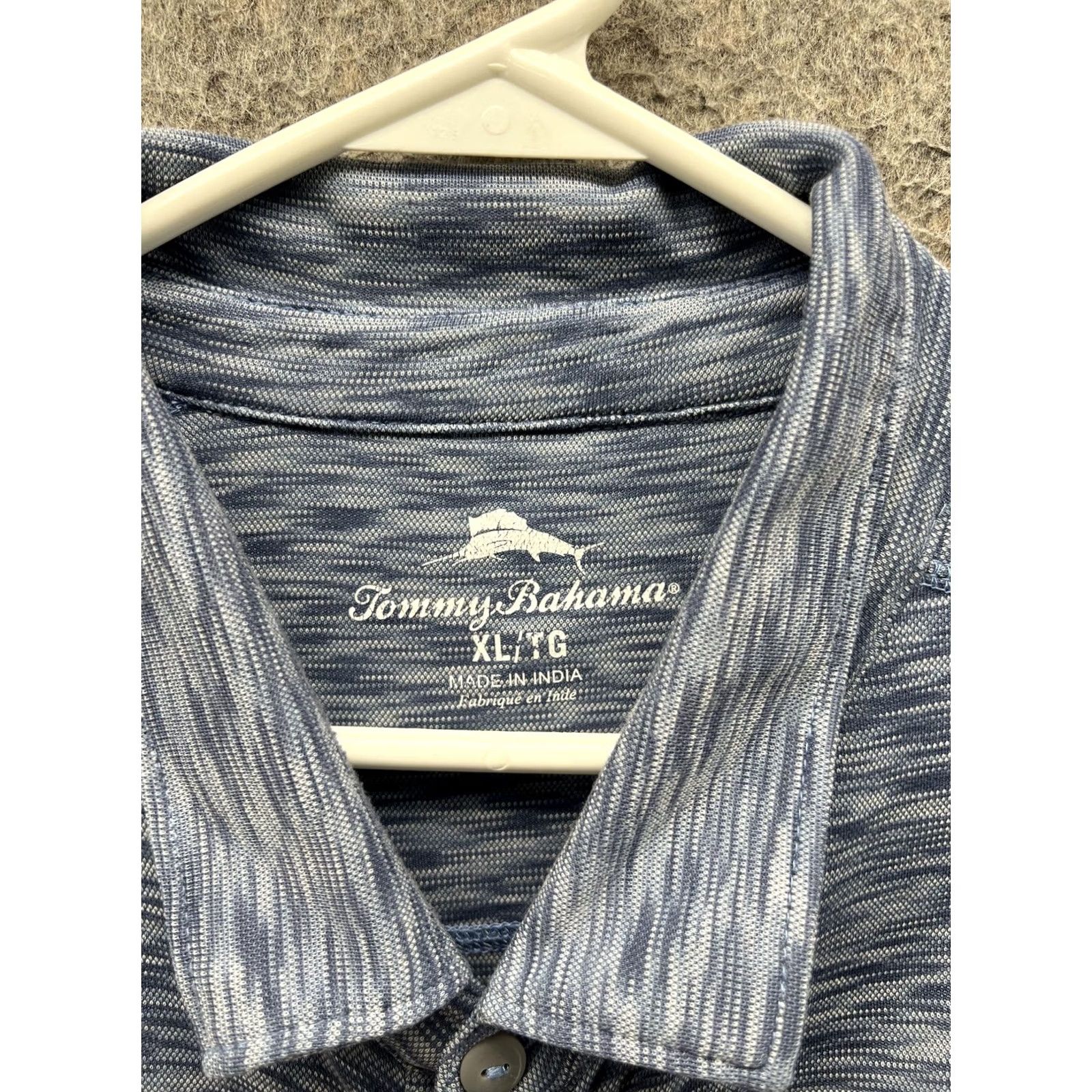 Tommy Bahama Tommy Bahama Polo Shirt Mens XL Blue Stripe Knit Heather Supima Cotton Blend Polo Shirt Short Sleeve Casual Size US XL / EU 56 / 4 - 2 Thumbnail