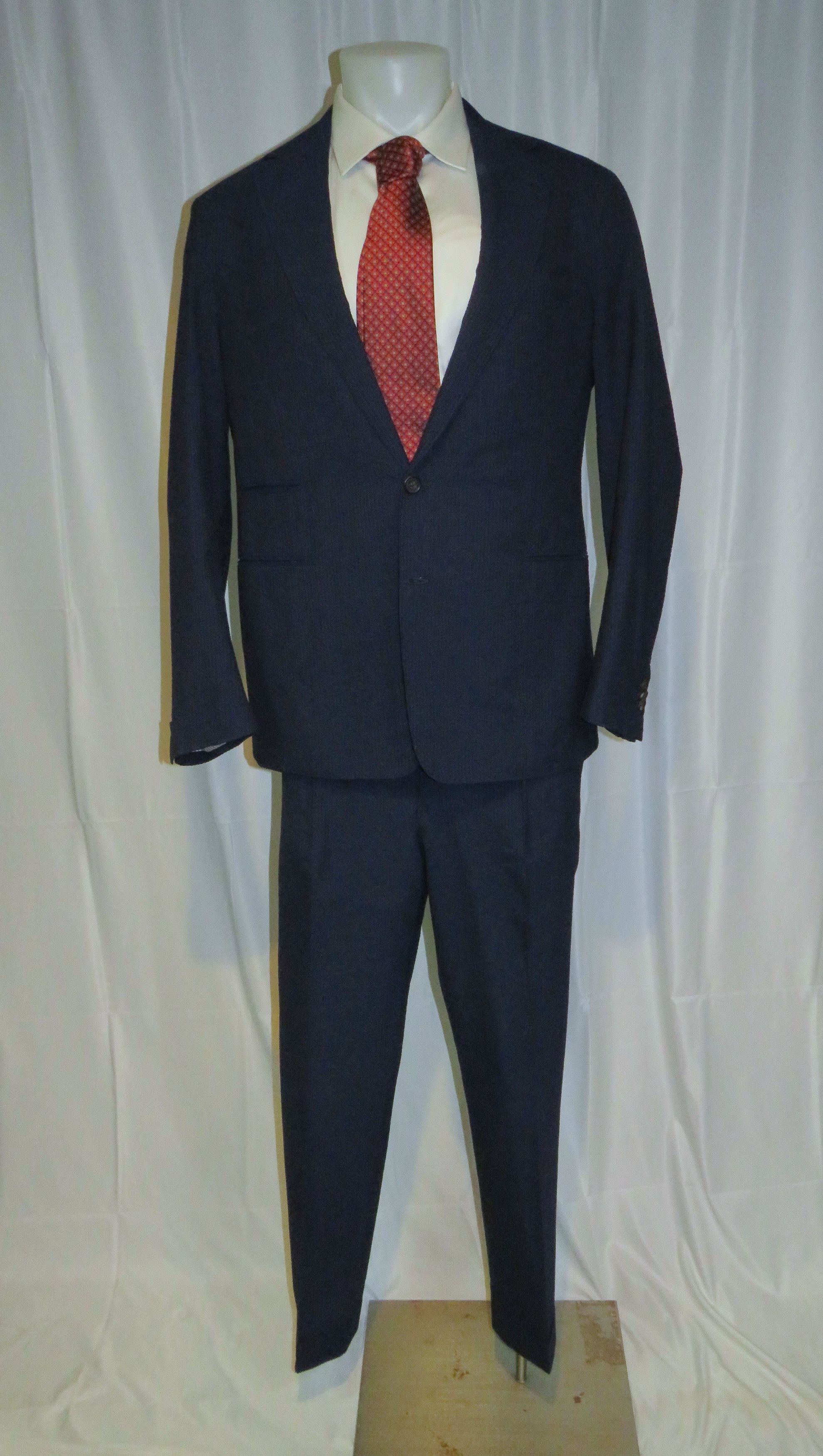 Other J. Meuser Loro Piana Super 150 Bespoke Blue Seersucker Suit Size 38R - 1 Thumbnail