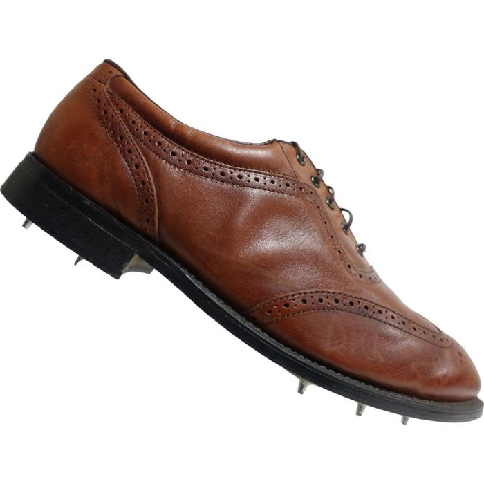 Dexter Shoe Company DEXTER Men Golf Shoes VTG Spikes Brown 11 D Wingtip