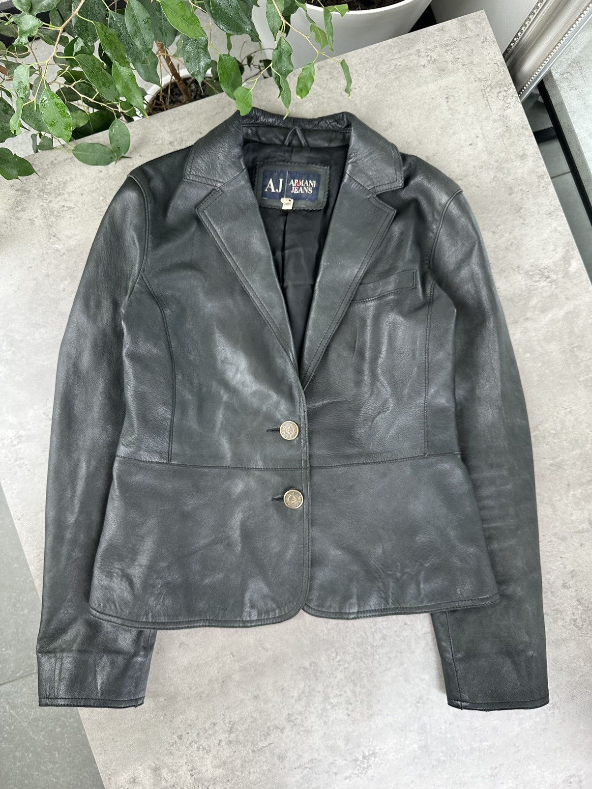 Armani Armani Jeans Vintage Leather Jacket Size S / US 4 / IT 40 - 1 Thumbnail