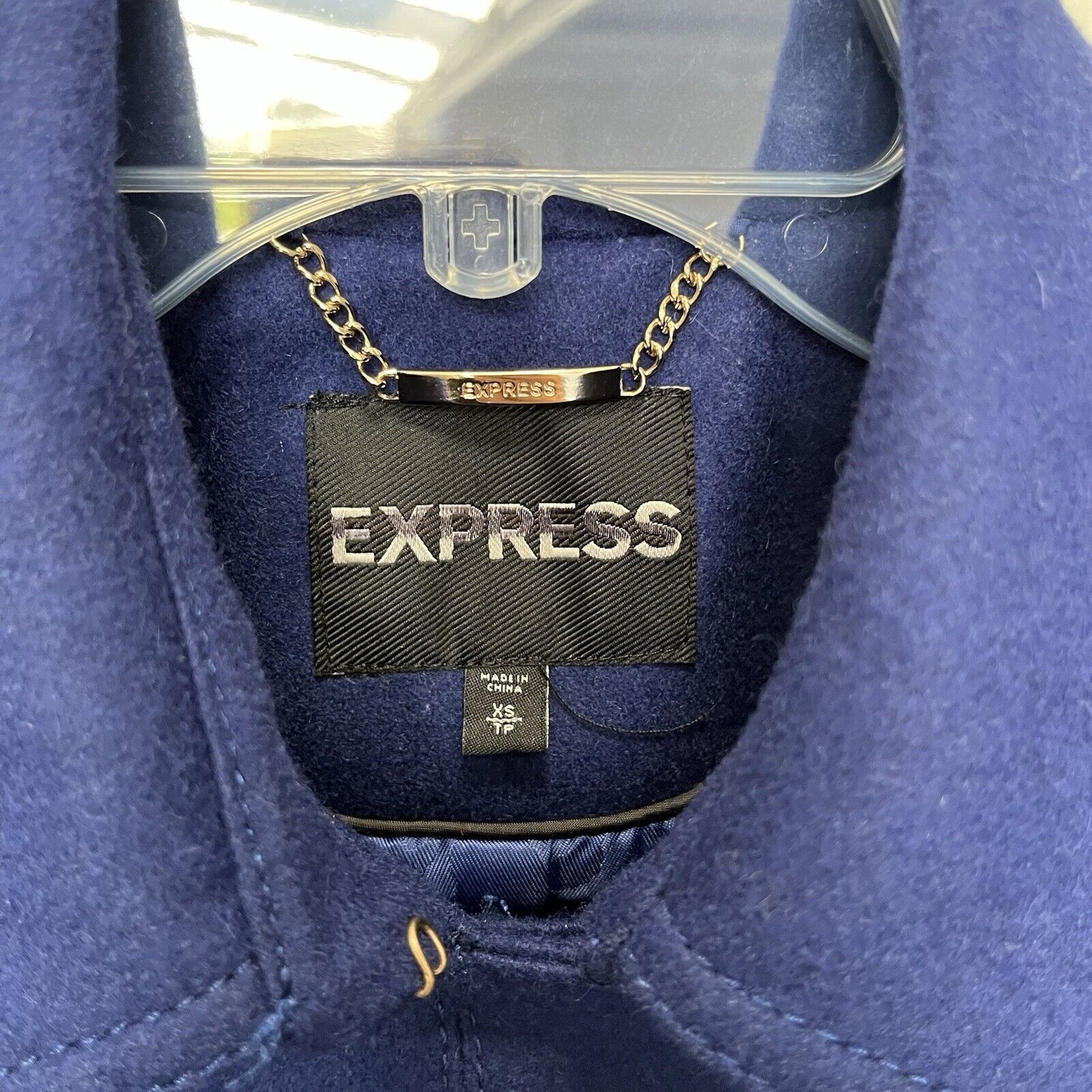 Express Express | Royal Blue Double Breasted Recycled Wool Pea Coat Size XS / US 0-2 / IT 36-38 - 3 Thumbnail