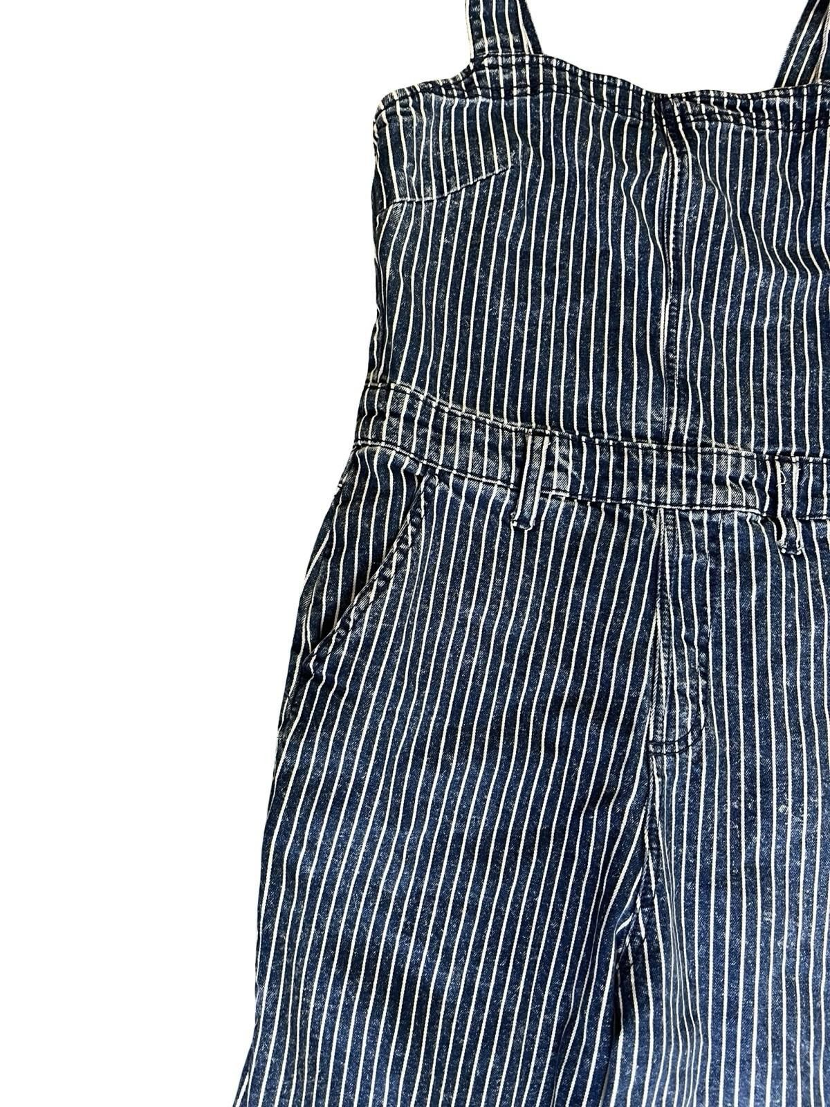 Unknown London Women's Striped Denim Jumpsuit with Adjustable Straps Size 27" / US 4 / IT 40 - 5 Thumbnail