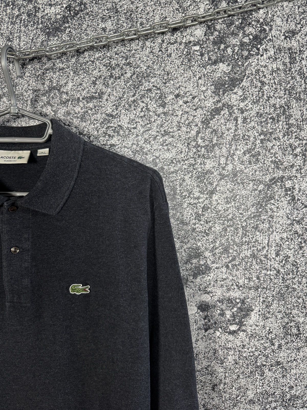 Lacoste Lacoste Long Sleeve Polo Shirt Classic Fit Gray Size 7 (XXL) Size US XXL / EU 58 / 5 - 2 Thumbnail