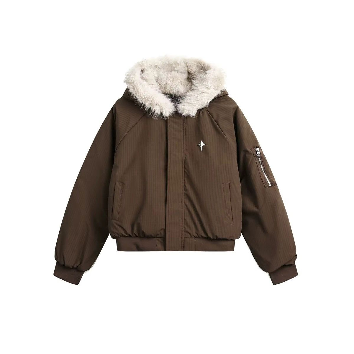 Other Winter Autumn Warm Fur Collar Hooded Quilted Padded Jacket Size US M / EU 48-50 / 2 - 1 Thumbnail