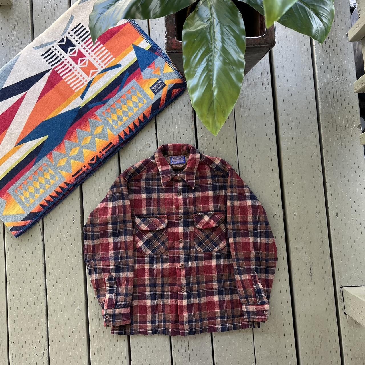Pendleton × Vintage Vintage 80's Pendleton Flannel Wool Shadow Plaid Flap Pocket Size US L / EU 52-54 / 3 - 1 Thumbnail