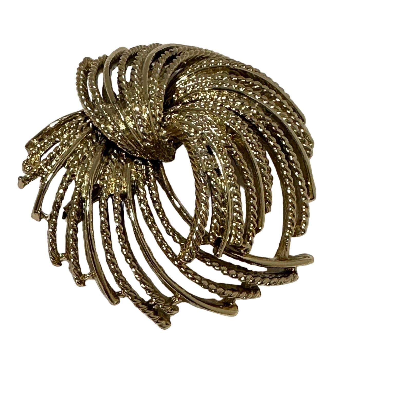 Vintage Vintage Flower Atomic Gold Tone Swirl Splash Brooch Costume Size ONE SIZE - 4 Thumbnail
