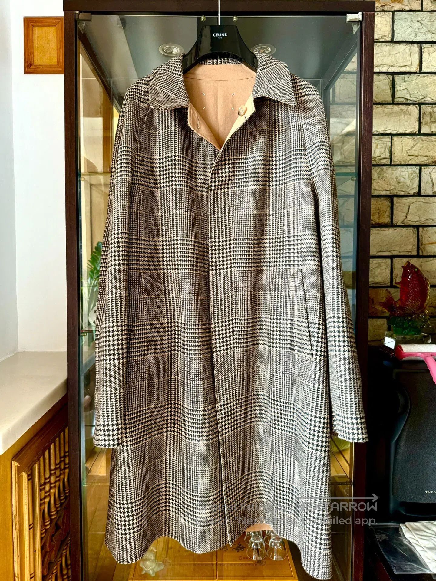 Maison Margiela Maison Margiela Khaki Houndstooth Reversible Overcoat Jack Size S / US 4 / IT 40 - 1 Thumbnail