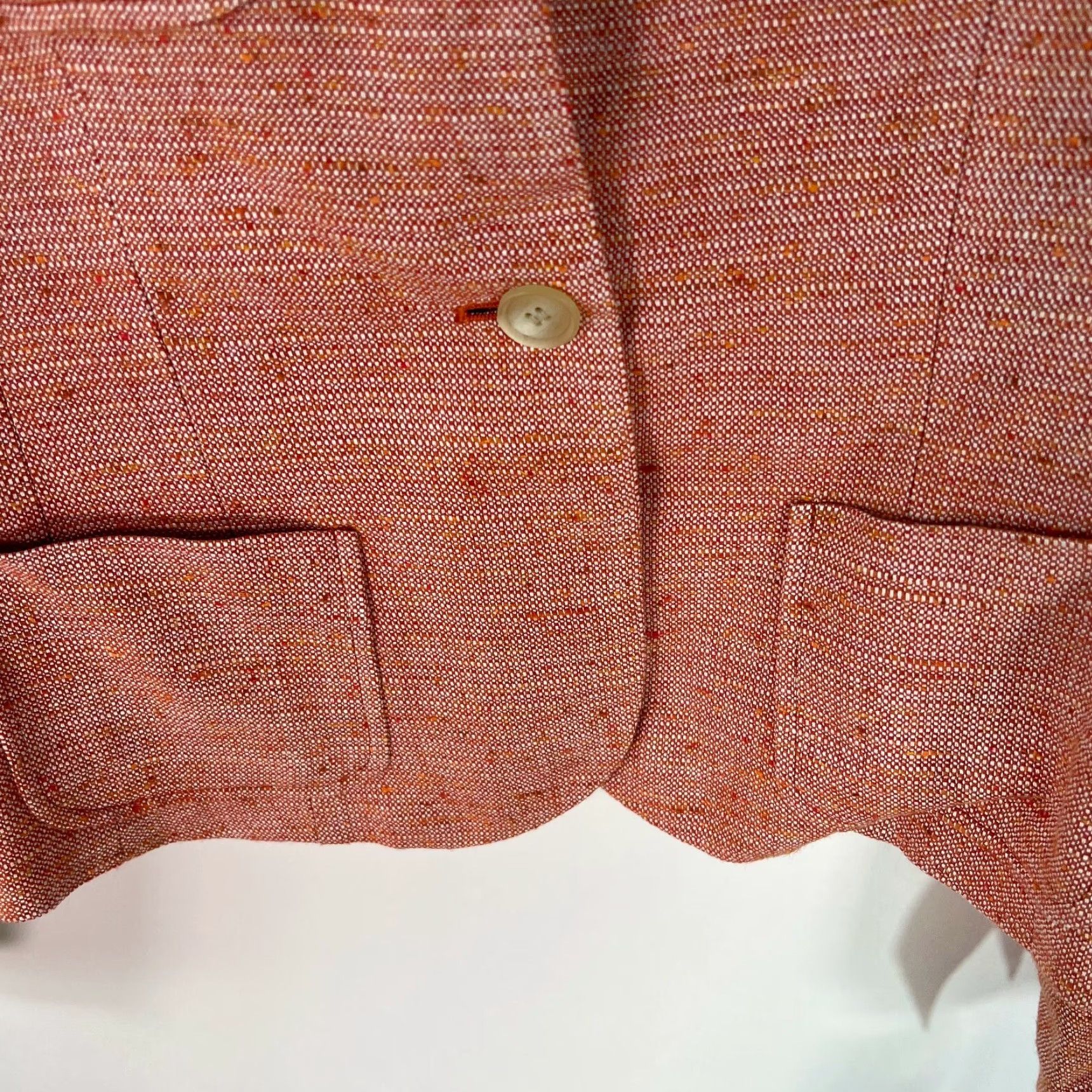Vintage Valerie Stevens Women's Blazer Orange Lined Pockets Woven Textured Size 6 Size M / US 6-8 / IT 42-44 - 4 Thumbnail