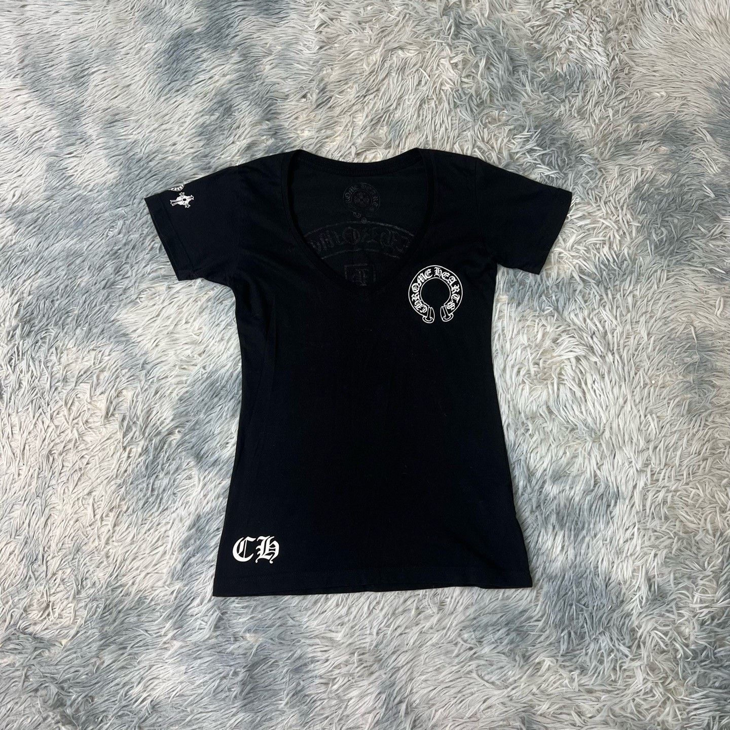 Chrome Hearts Chrome hearts Tripple Cross V-Neck womens Tee/slim