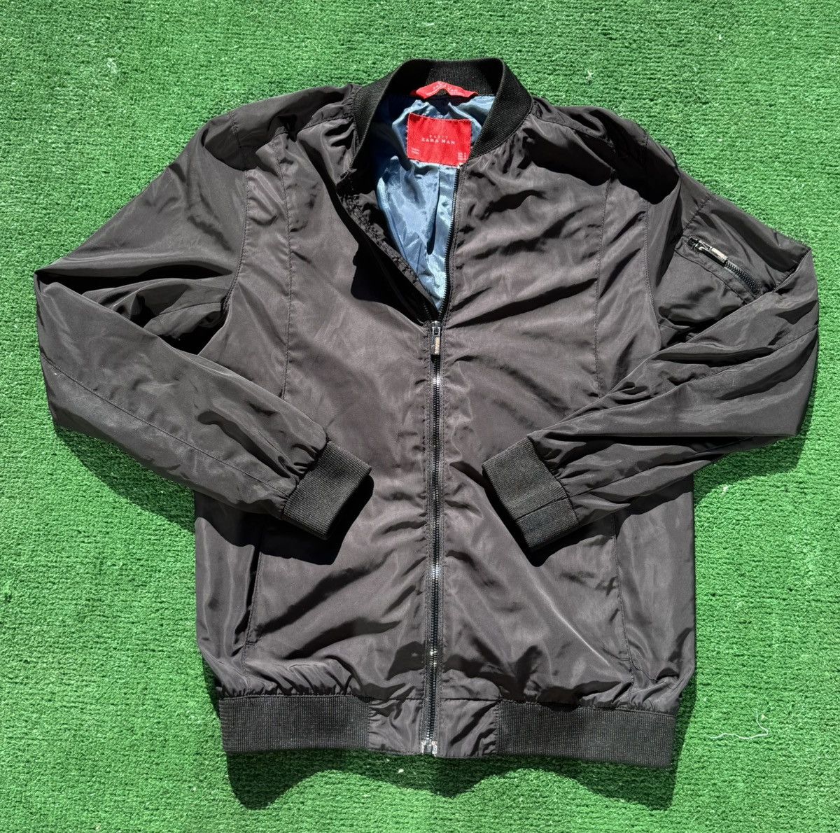 Zara Zara Men's Bomber Jacket Gray/Black, Full Zip, Pockets Size US M / EU 48-50 / 2 - 1 Thumbnail