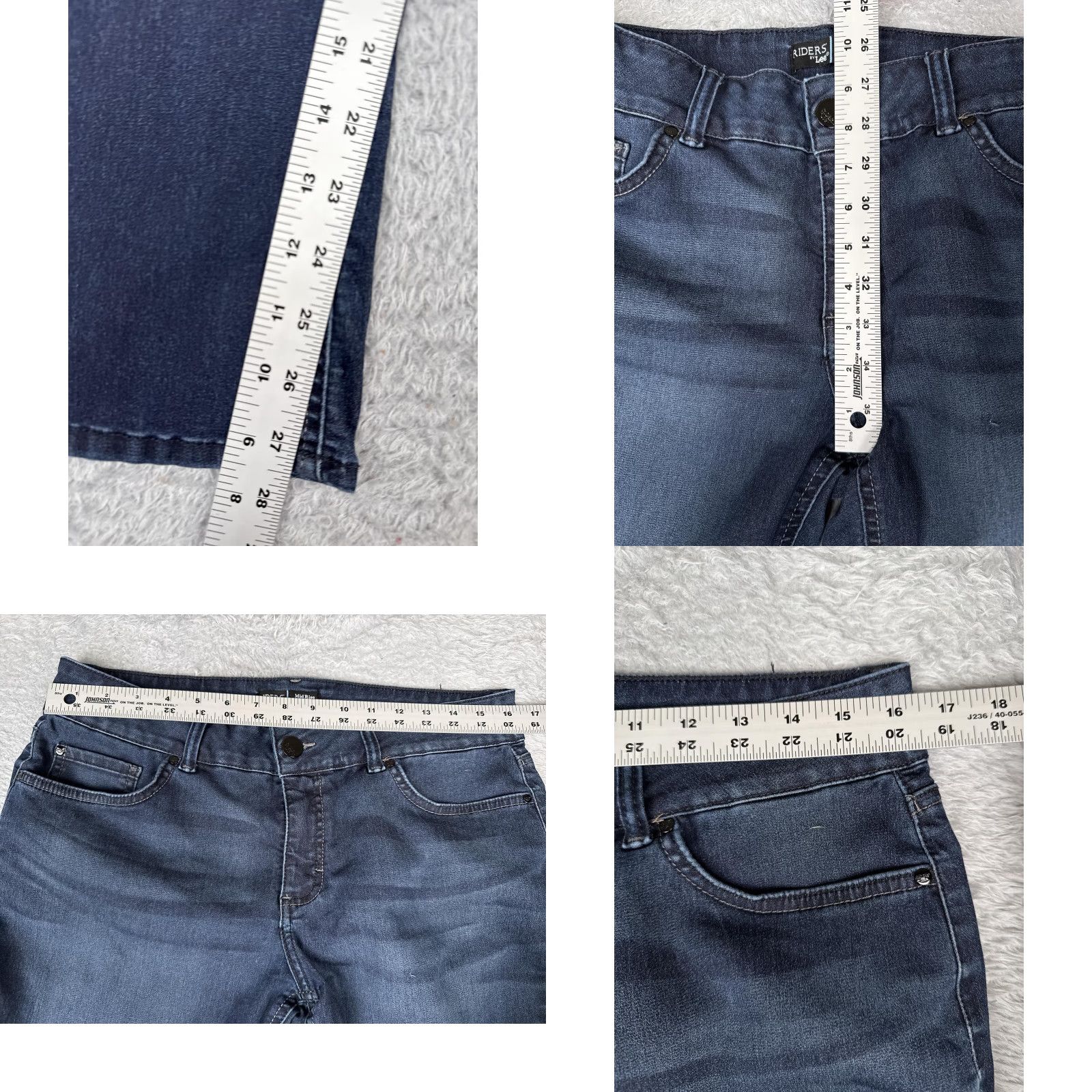 Lee Riders By Lee Jeans Womens 32 Blue Dark Wash Mid Rise Bootcut Denim Cotton 32x28 Size 24" / US 00 / IT 34 - 8 Thumbnail