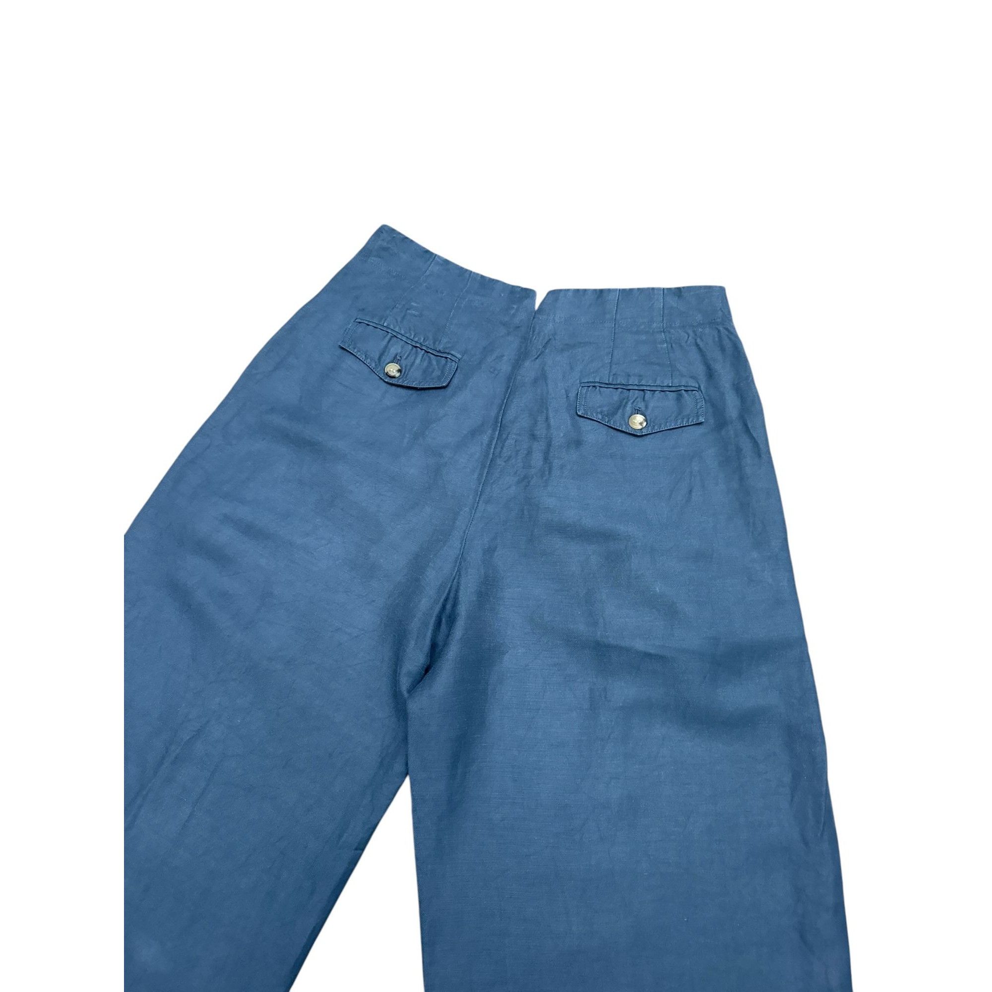 Celine Phoebe Philo Navy Linen Wide-Leg Pants Size 28" / US 6 / IT 42 - 4 Thumbnail