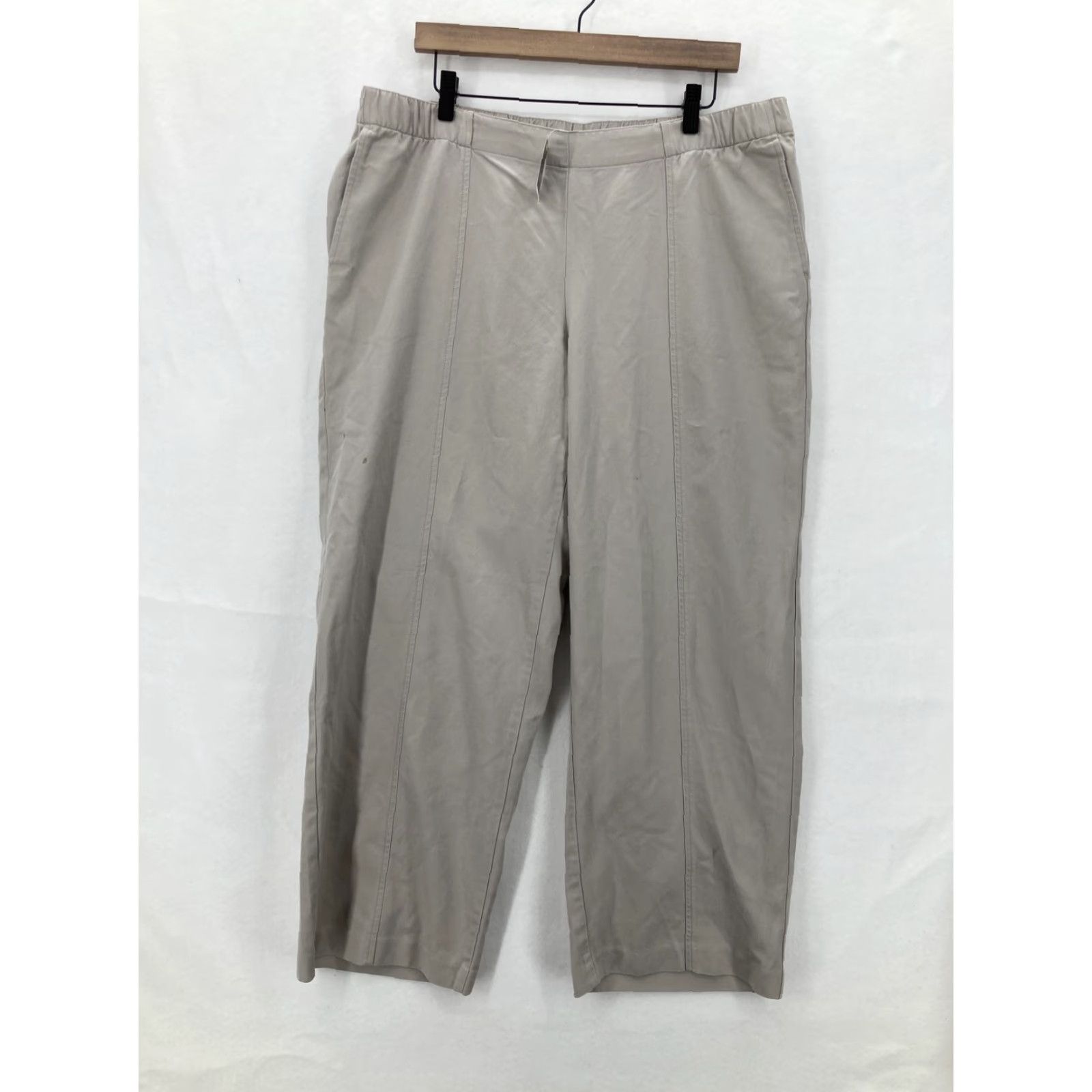 J. Jill Pure Jill Pants Womens XL Petite Beige Pumice Tencel Cotton Straight Leg Pull On Size 40" / US 18 - 2 Thumbnail