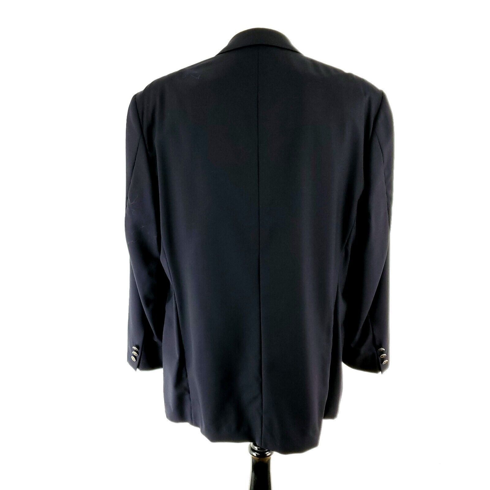 Alan Flusser Alan Flusser 3 Silver Gold Button Blazer 44L Solid Blue Size 44L - 6 Thumbnail