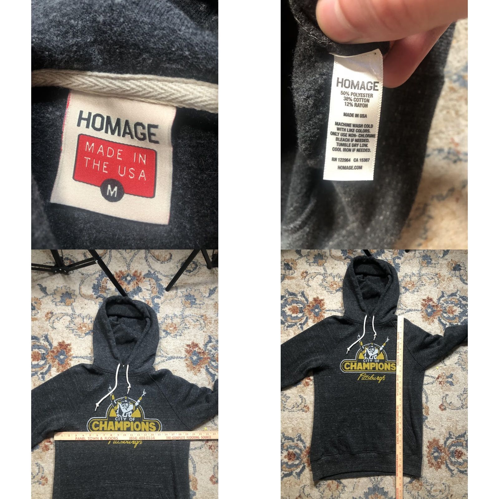 Champion Homage Pittsburgh Hoodie Mens Medium Pullover Gray Graphic Print City of Champions Football USA Size US M / EU 48-50 / 2 - 8 Thumbnail