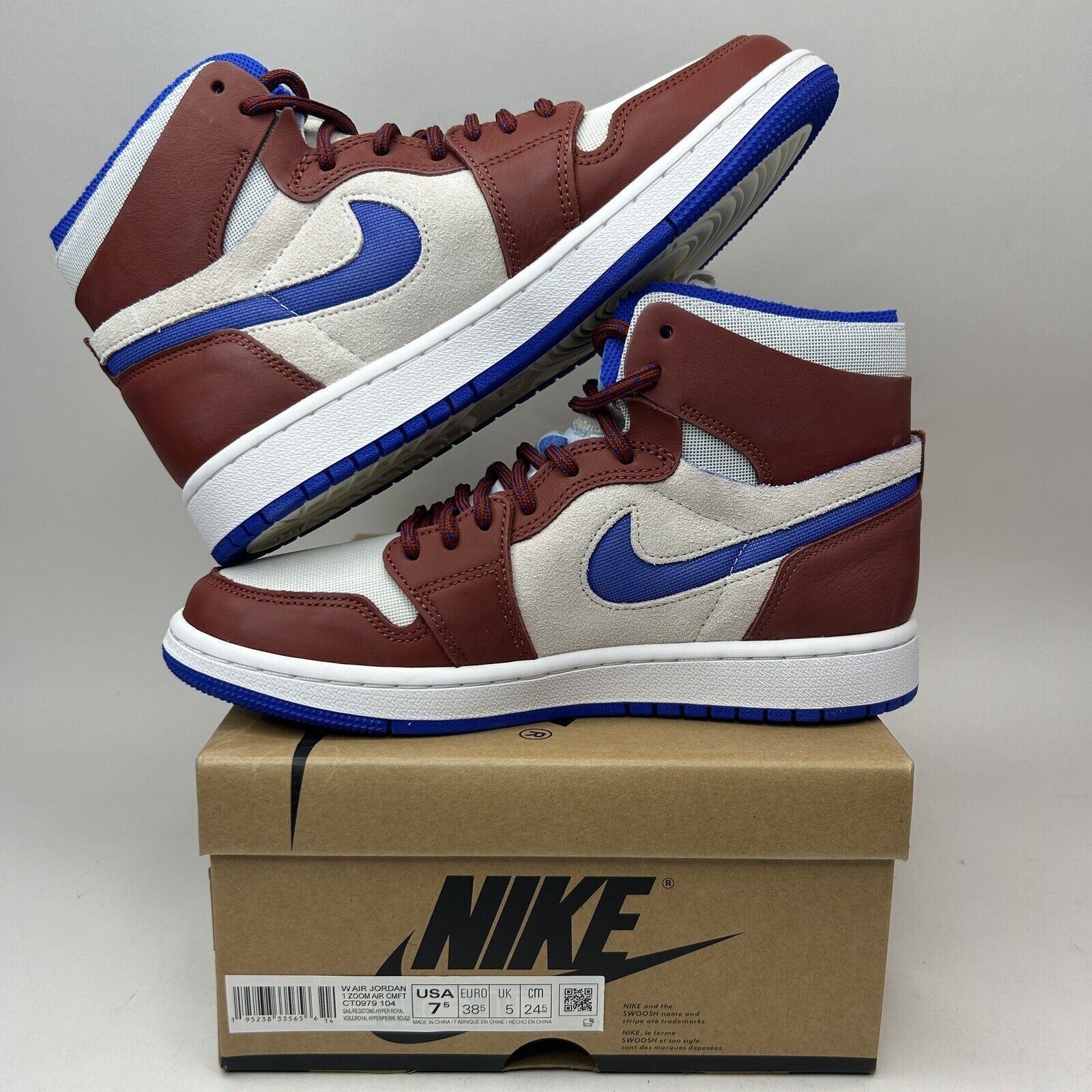 Jordan Brand Nike Jordan 1 High Zoom Air CMFT WMNS “Team Red/Redstone” Size US 7.5 / IT 37.5 - 3 Thumbnail