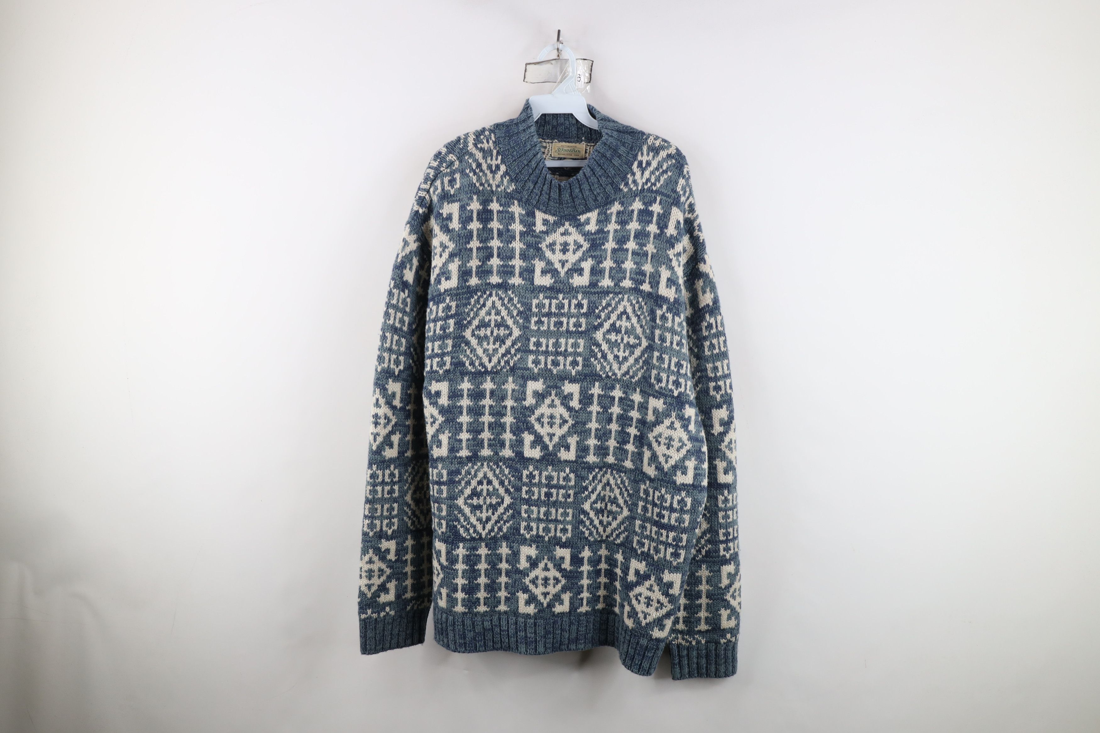Vintage Vintage 90s Streetwear Knit Fair Isle Mock Neck Sweater Size US XL / EU 56 / 4 - 1 Thumbnail