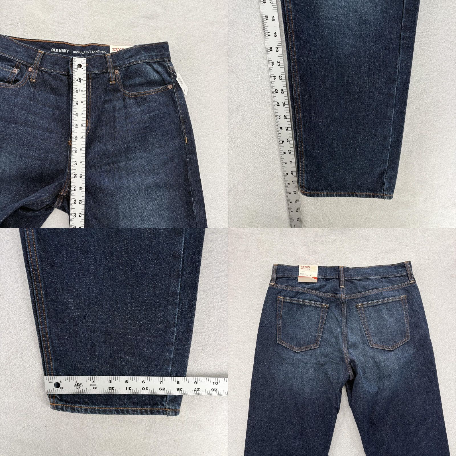 Old Navy Old Navy Jeans Mens 33x32 Regular Standard Fit Blue Dark Wash Denim Tapered NWT Size US 33 - 8 Thumbnail