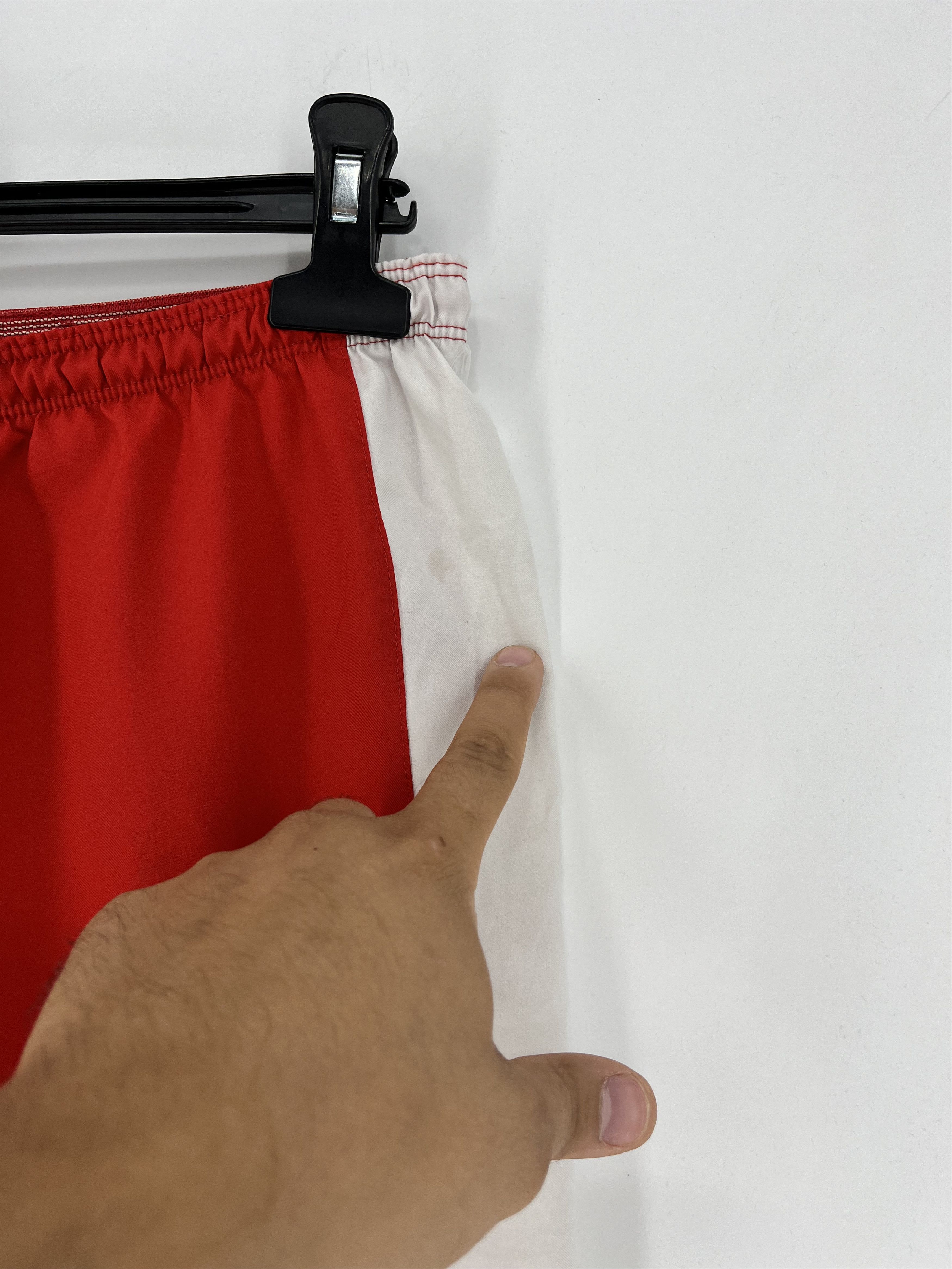 Nike 90s Vintage Nike Red Nylon Mini Swoosh Shorts Travis Sty Size US 32 / EU 48 - 6 Thumbnail