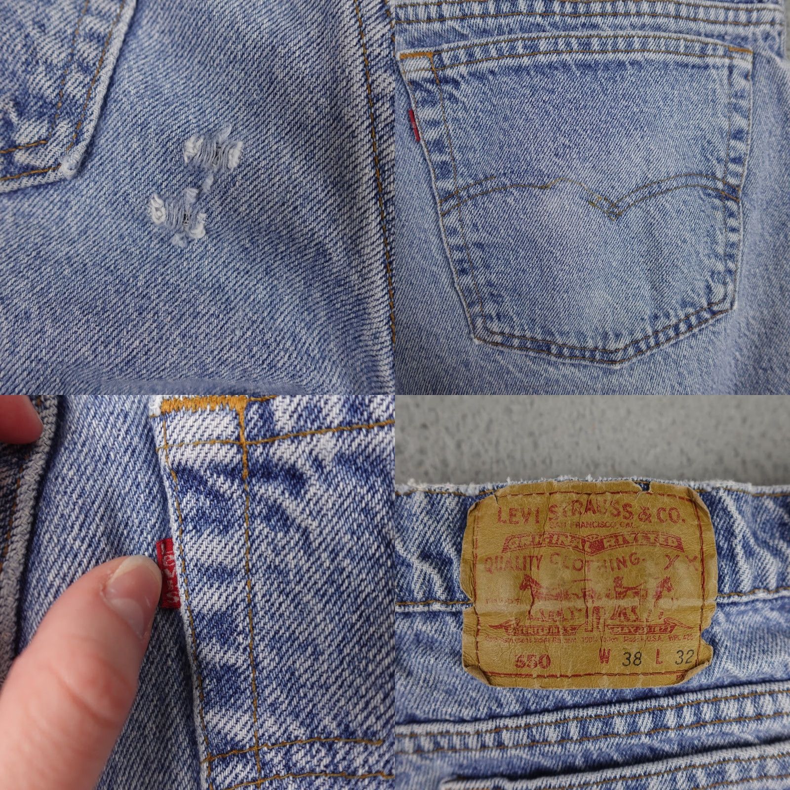Levi's VINTAGE Levi’s 550 Jeans 38x32 Blue Denim Relaxed Fit Light USA Men's Jeans 90s Realted? Size US 38 / EU 54 - 9 Thumbnail