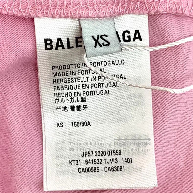 Balenciaga Balenciaga Pink Logo Letter Printed Cotton Crew Neck Short Size US XS / EU 42 / 0 - 7 Thumbnail