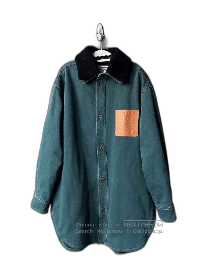 Loewe Loewe fur collar leather label denim jacket. Size US XXL / EU 58 / 5 - 1 Thumbnail