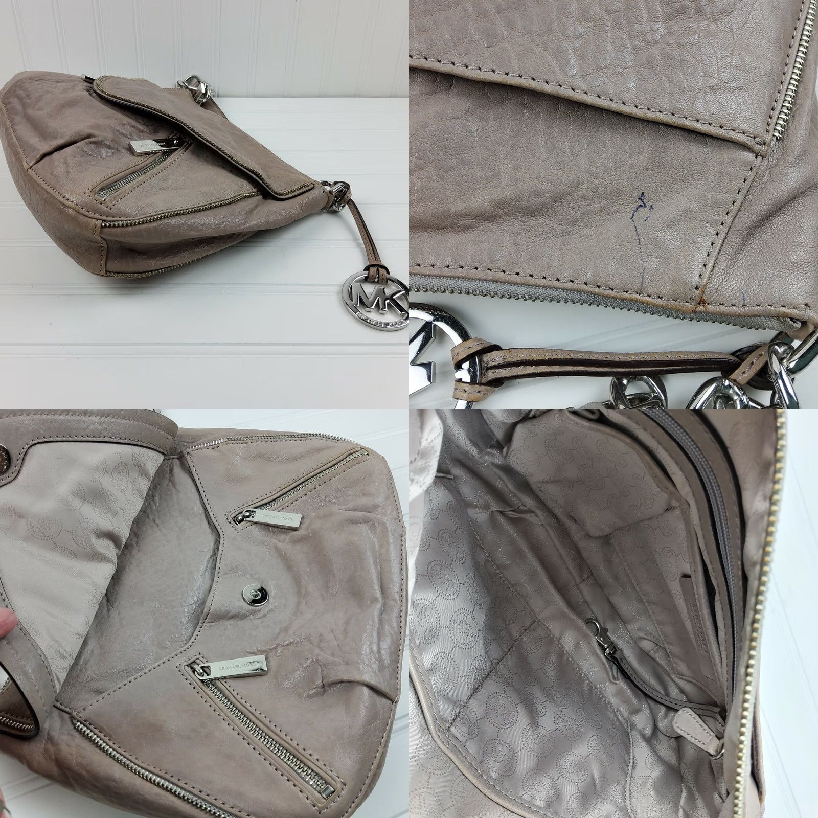 Michael Kors Michael Kors Zippers Flap Convertible Leather Shoulder Handbag Purse Taupe Size ONE SIZE - 8 Thumbnail