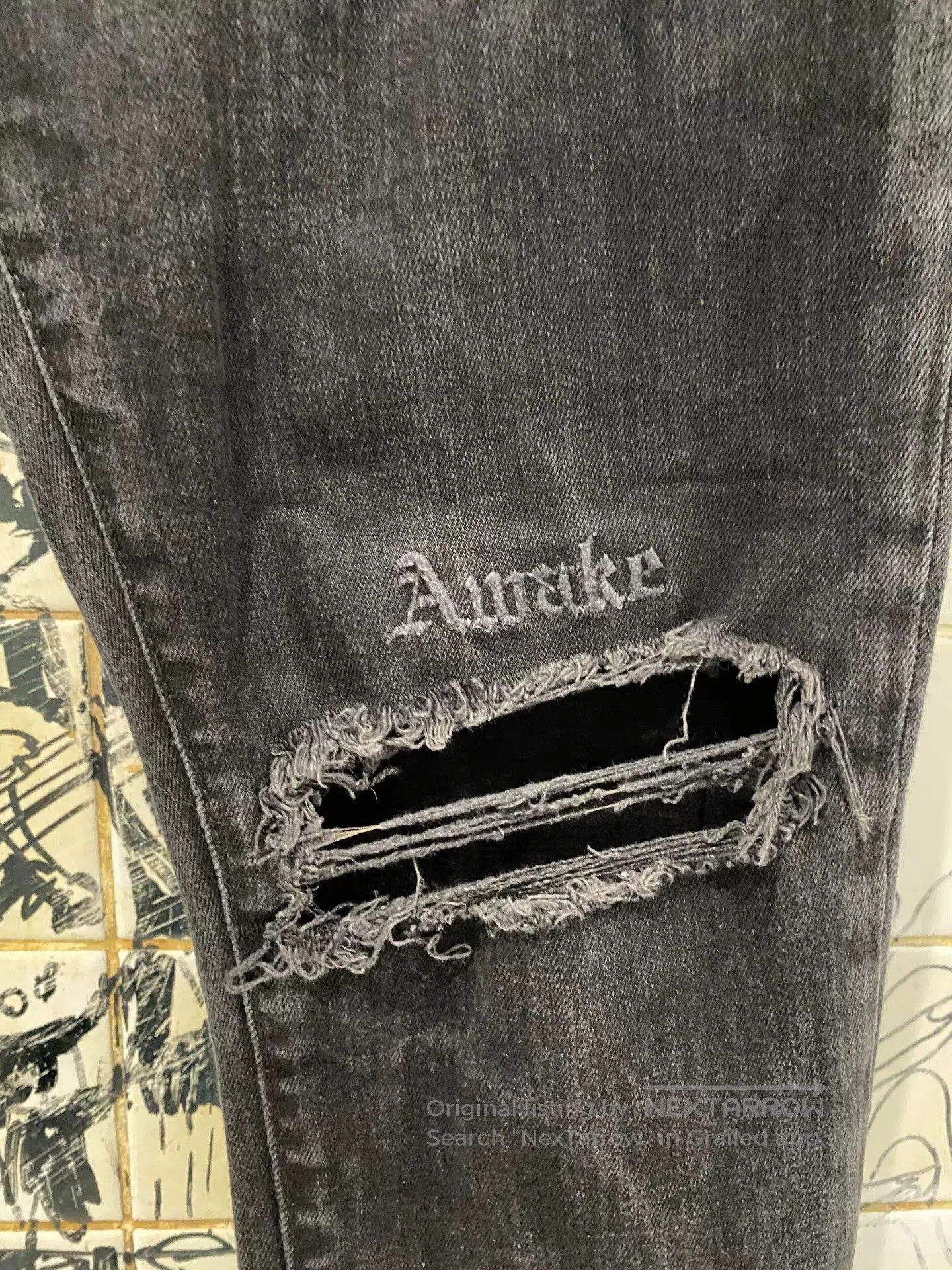 Represent Clo. Italian Black Distressed Embroidered Denim Pants. Size US 32 / EU 48 - 4 Thumbnail