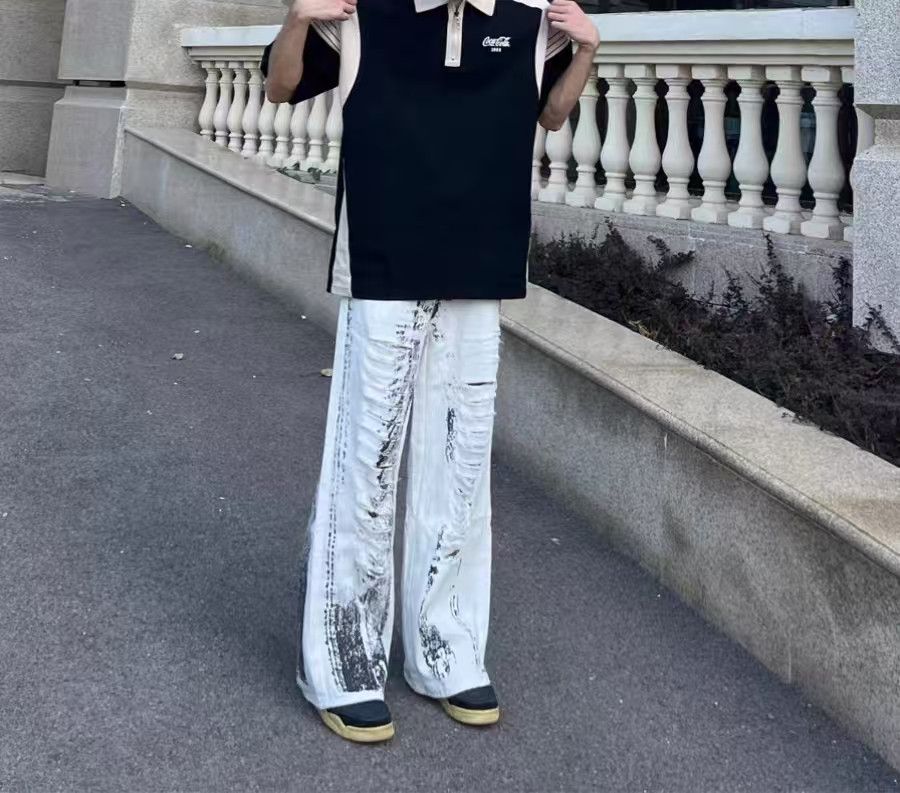 Japanese Brand × Vintage Hip-hop street graffiti micro flare ripped jeans size 30 Size US 30 / EU 46 - 2 Thumbnail