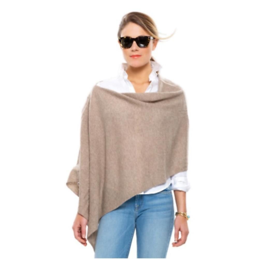 image of Designer Rachel Zoe Cashmere 4 In 1 Heather Brown Poncho in Cream, Women's