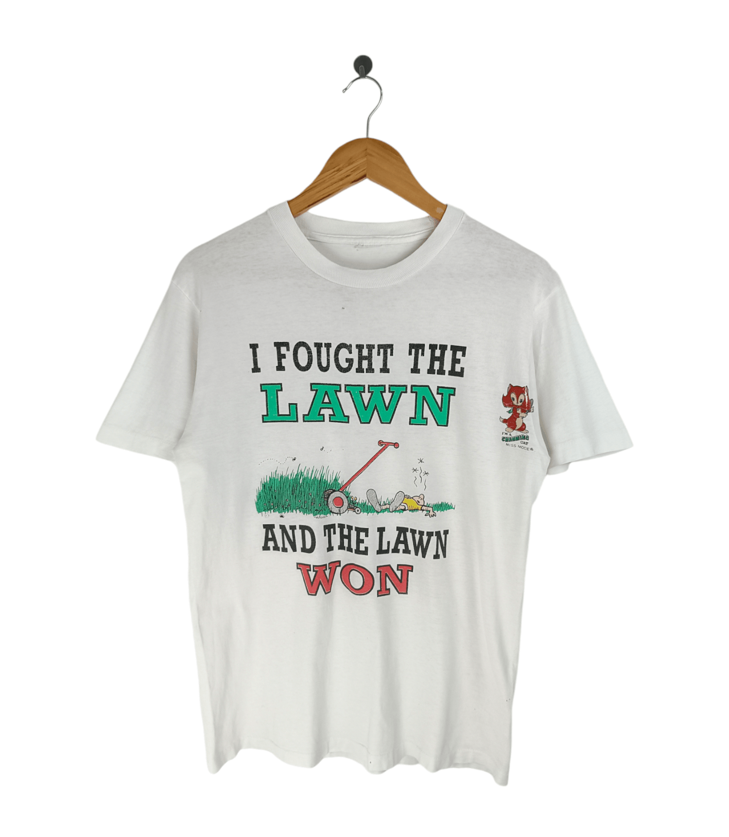 Vintage VINTAGE 90'S I FOUGHT THE LAWN HUMOR FUNNY CLASH PUNK TEE Size US M / EU 48-50 / 2 - 1 Thumbnail