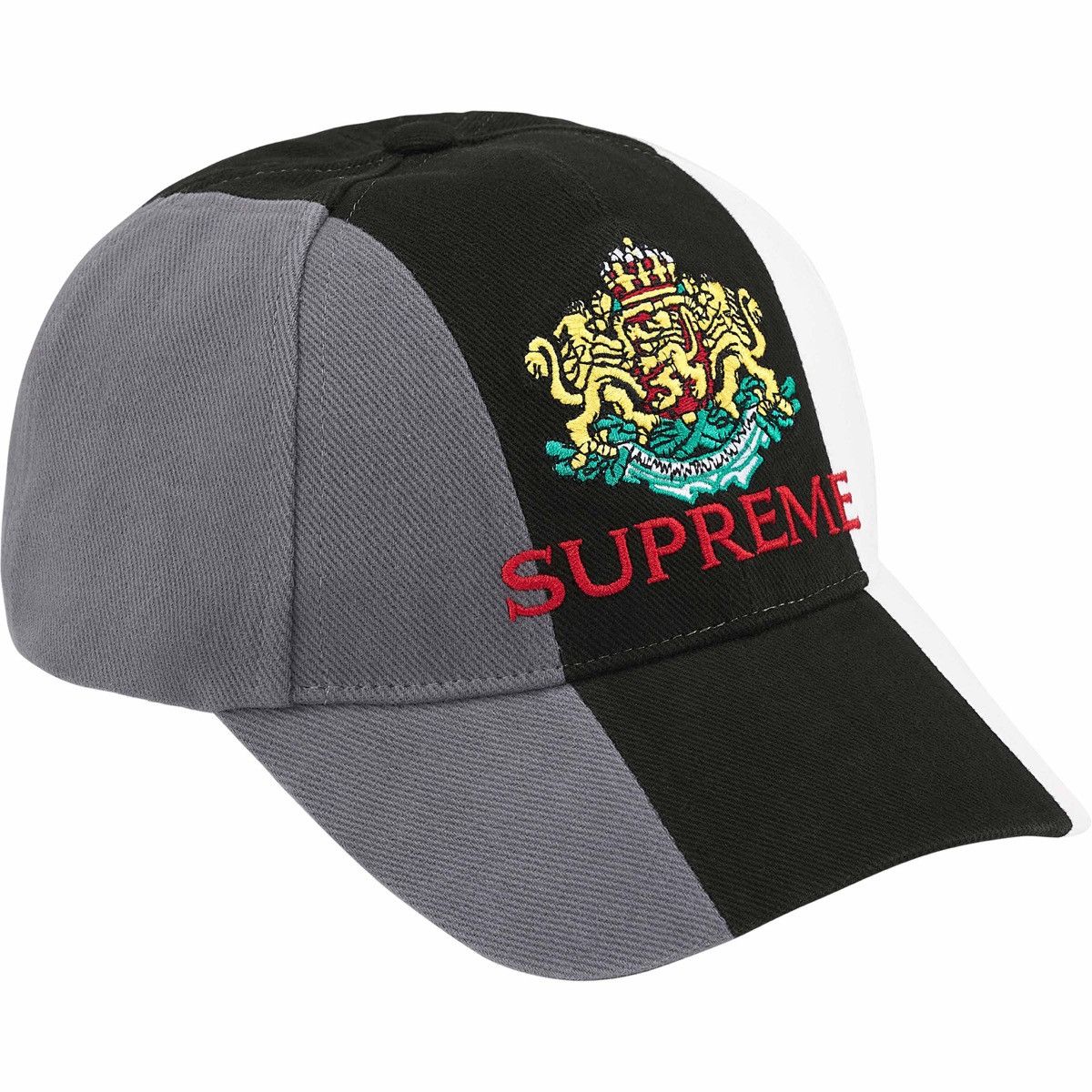 Supreme Supreme CREST 6-PANEL Embroidered Logo Black White Grey Hat Size ONE SIZE - 2 Thumbnail