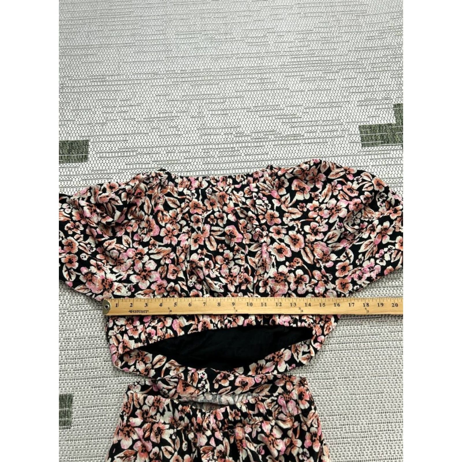 Free People Free People Dress Womens Small Black Pink Floral Bodycon Short Sleeve Square Neck Pullover Casual Party/Cocktail Summer Spring Size S / US 4 / IT 40 - 5 Thumbnail