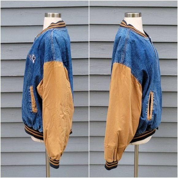 Dunbrooke Vintage 90s Kemps Employee Two Tone Denim Varsity Bomber Jac Size US XL / EU 56 / 4 - 5 Thumbnail