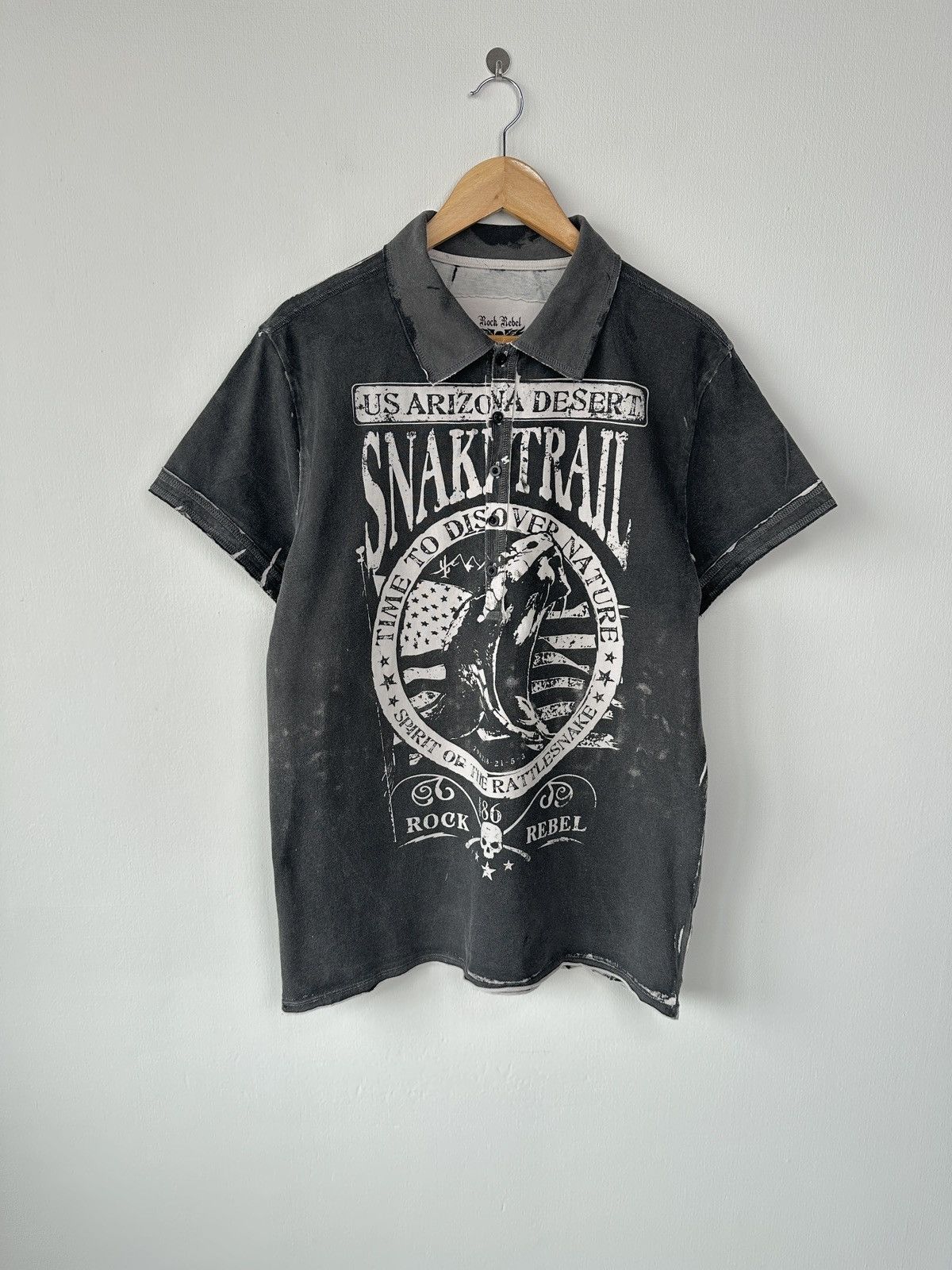 Vintage ROCK REBEL Snake Trail Arizona Desert Grunge Polo Shirt Y2K Size US L / EU 52-54 / 3 - 1 Thumbnail