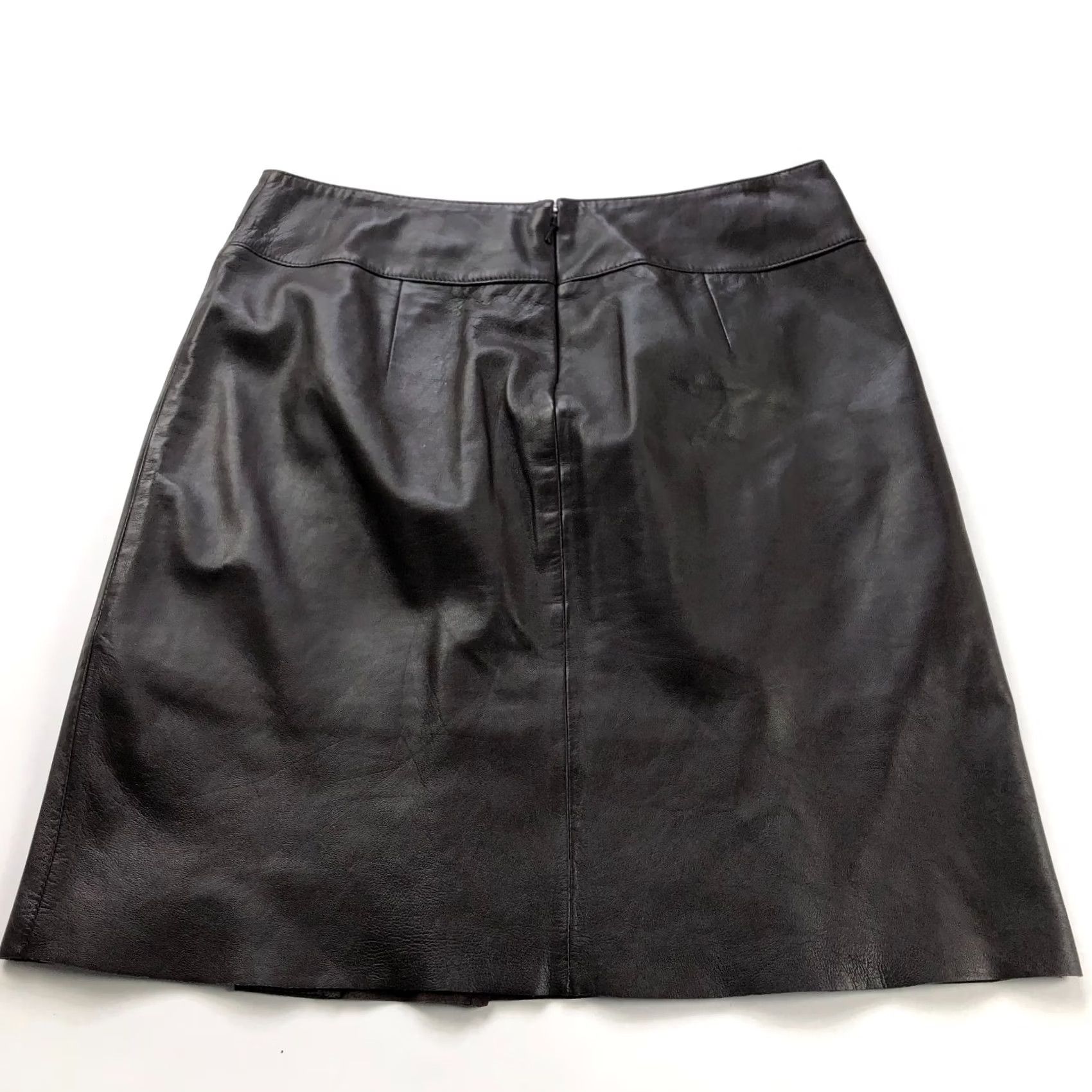 Vintage Cache Mini Skirt Brown 6 Fits 30In 100% Lamb Leather Zip Pleated Lined READ Size 28" / US 6 / IT 42 - 4 Thumbnail