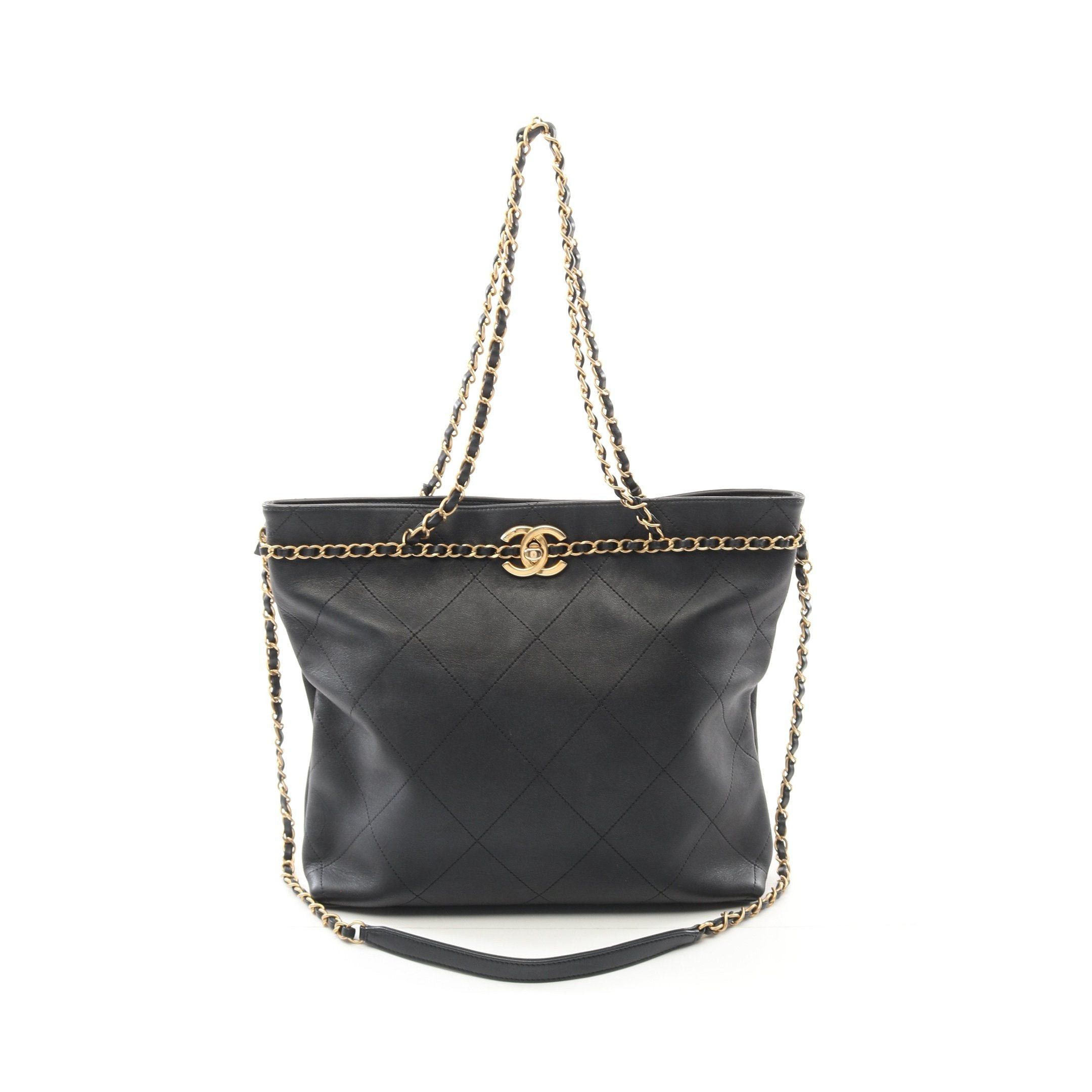 Chanel Chanel Coco Mark Chain Shoulder Bag Tote Leather Black Gold Hardware Size ONE SIZE - 1 Thumbnail