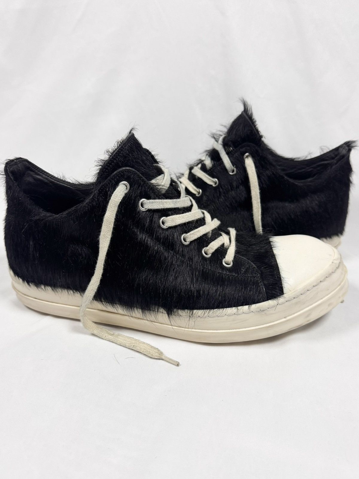 Rick Owens Rick Owens Mainline ‘Pony Hair’ Ramones Low Size US 12 / EU 45 - 1 Thumbnail