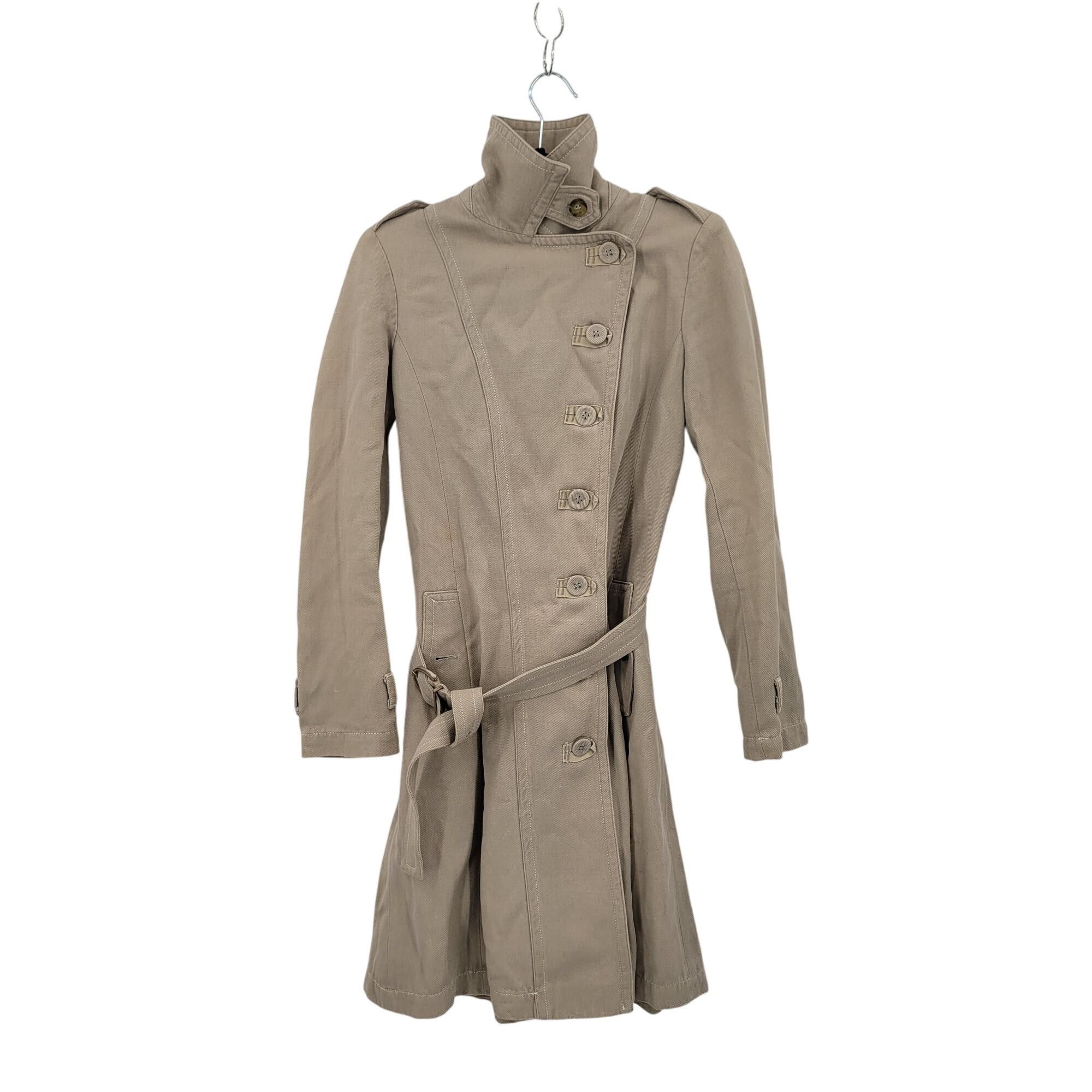 Pinko Pinko Womens Beige Belted Trench Coat Sz S Button Closure Hi Size S / US 4 / IT 40 - 16 Thumbnail