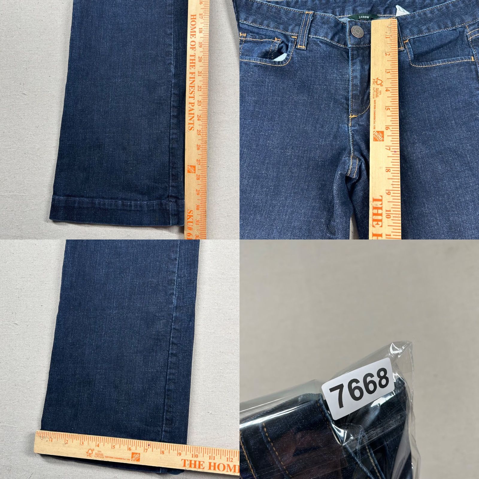 J.Crew VINTAGE J.CREW Jeans Womens 2 Wide Leg Flare Boot Dark Wash USA Made Denim Blue 5-Pocket 32 Inseam Womens Jeans Size 26" / US 2 / IT 38 - 8 Thumbnail