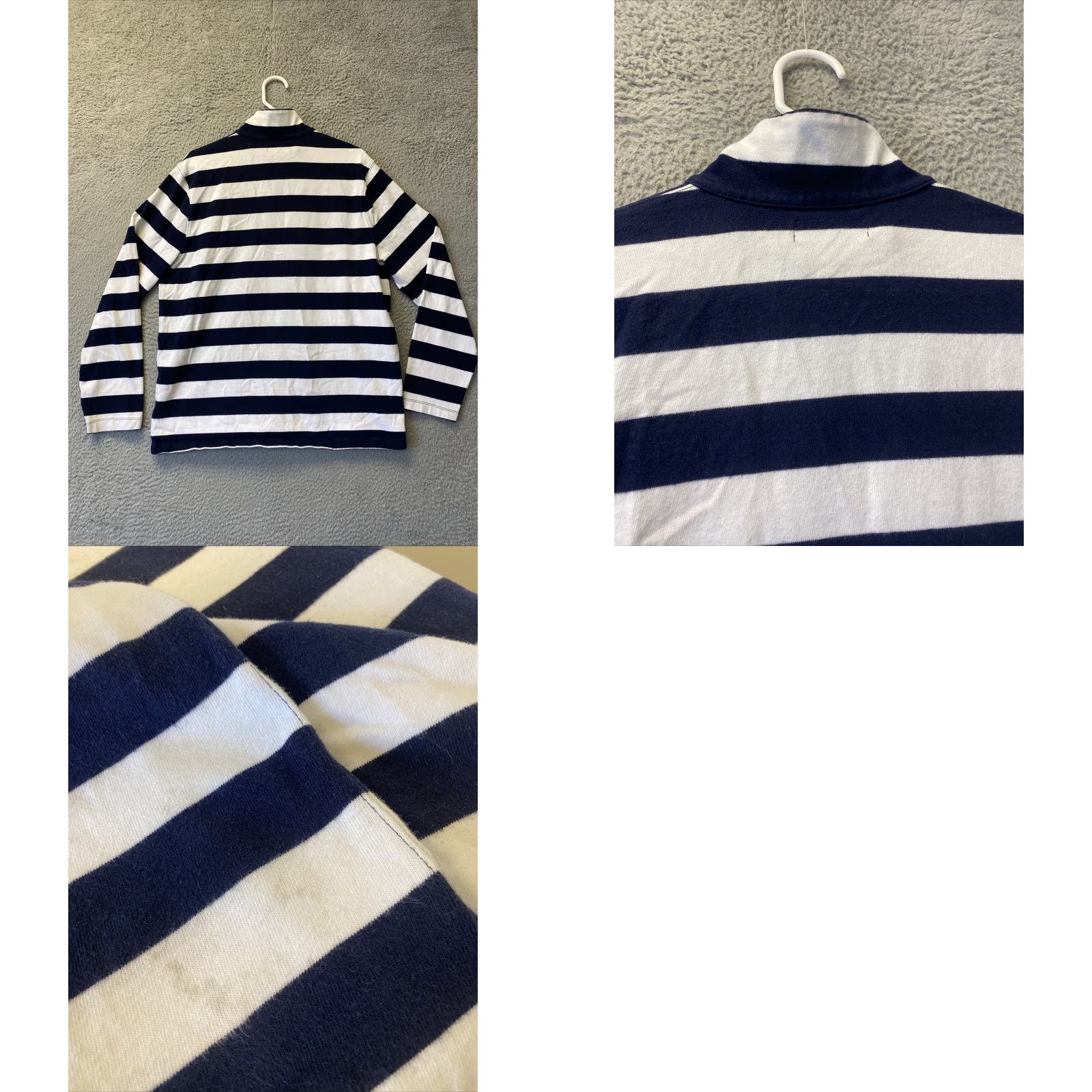 Vintage J Crew Women's Sweater Long Sleeve Mock Neck 1/4 Zip Pullover Casual Fall Winter Blue White 90s Size L / US 10 / IT 46 - 8 Thumbnail