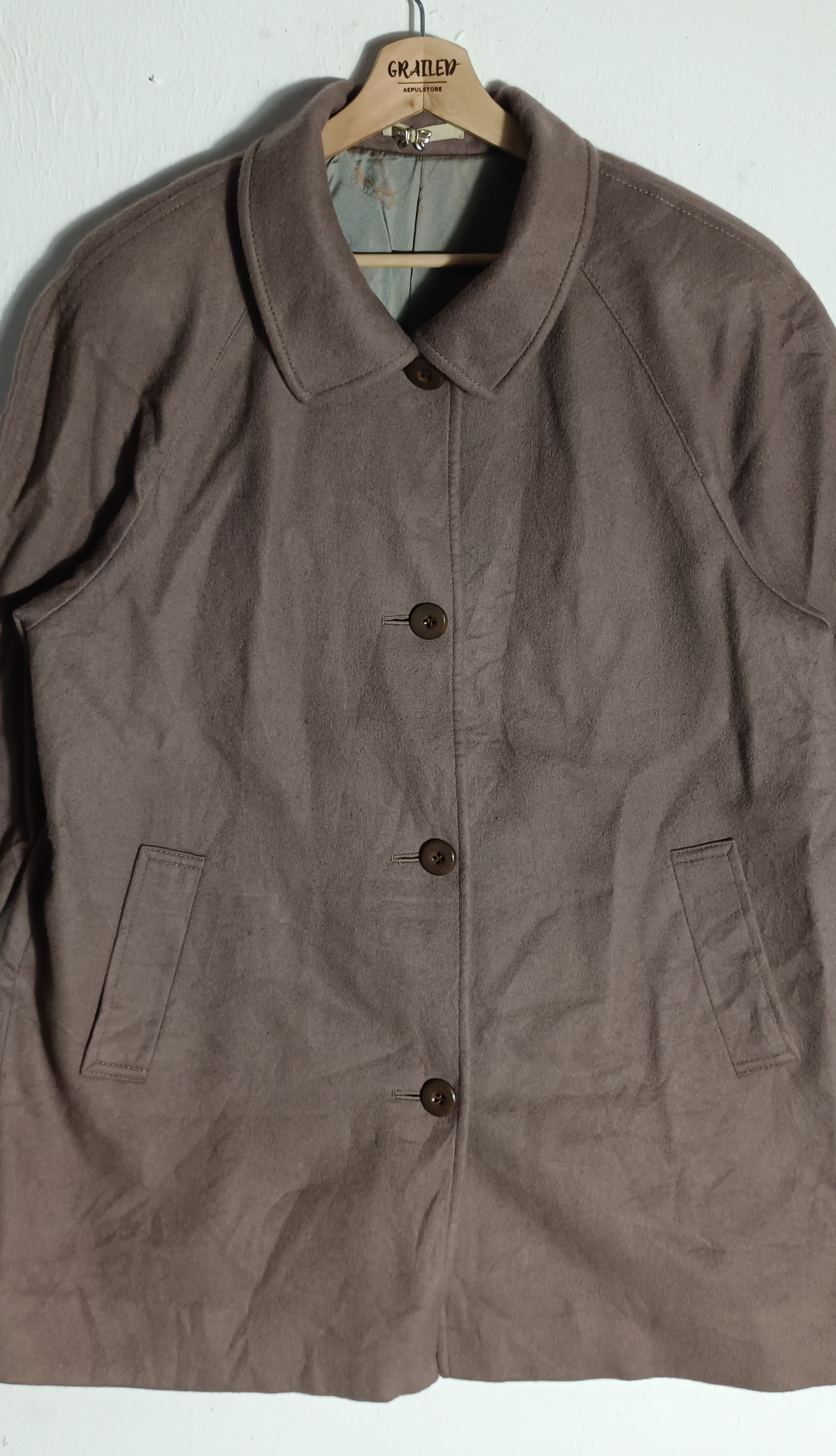 Crombie CROMBIE Scotland Charcoal Khaki 100% Cashmere overcoat Size US XXL / EU 58 / 5 - 6 Thumbnail