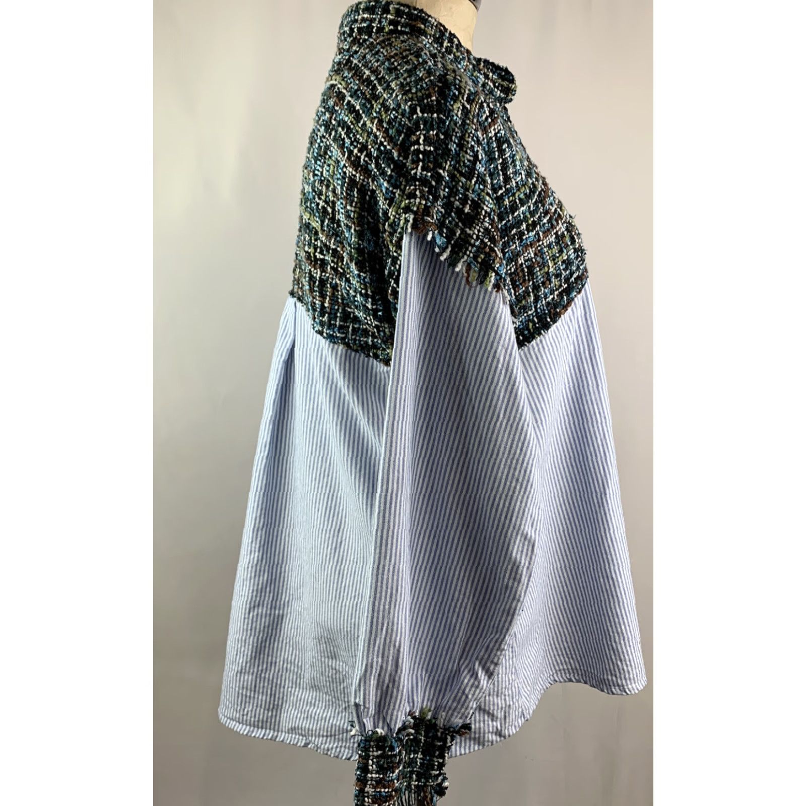 Zara VINTAGE Zara Basics Collection Mixed Fabric Women's Button Up Shirt Top Size M / US 6-8 / IT 42-44 - 4 Thumbnail