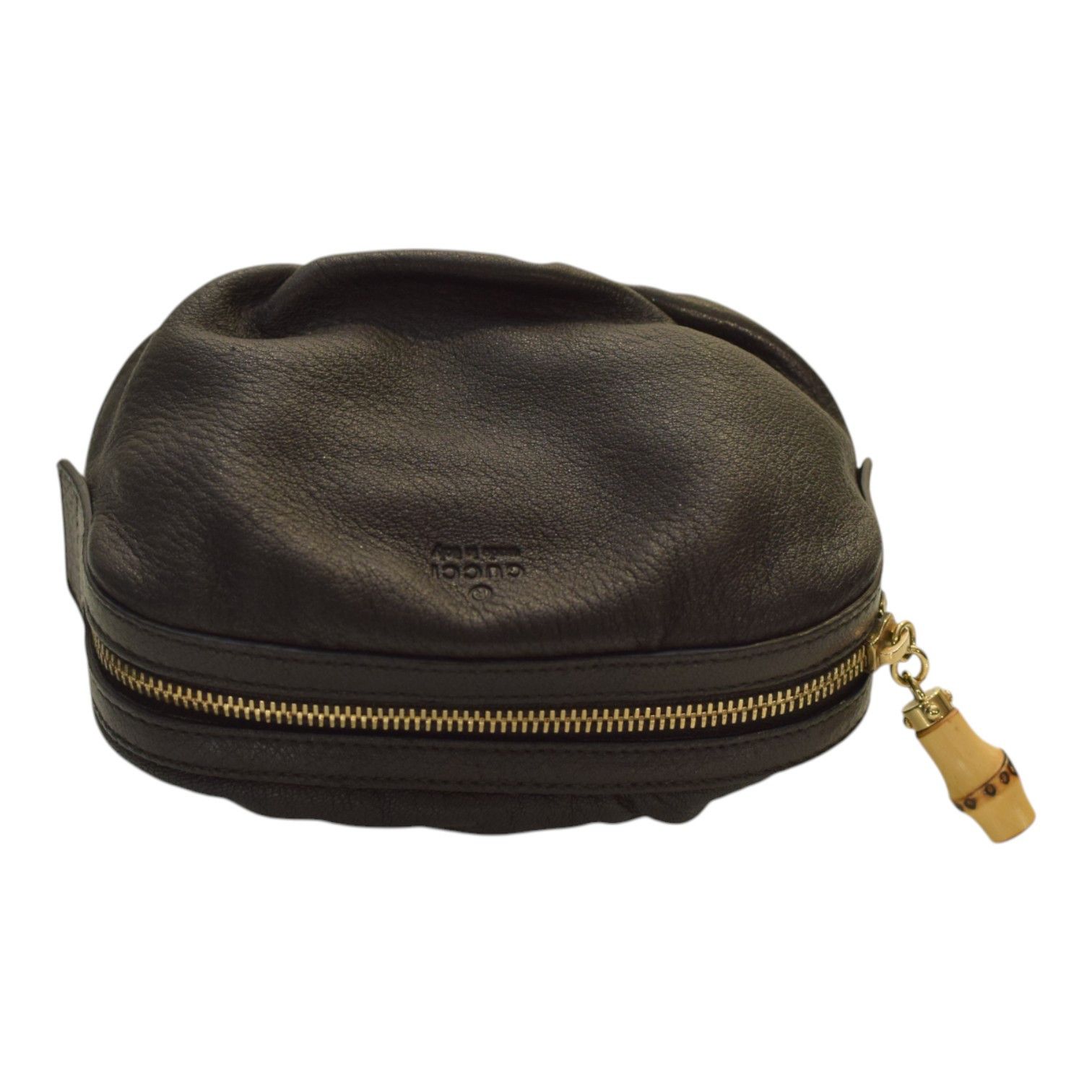 Gucci GUCCI Vintage Black Leather Bamboo Zip Clutch Bag in black Size ONE SIZE - 6 Thumbnail