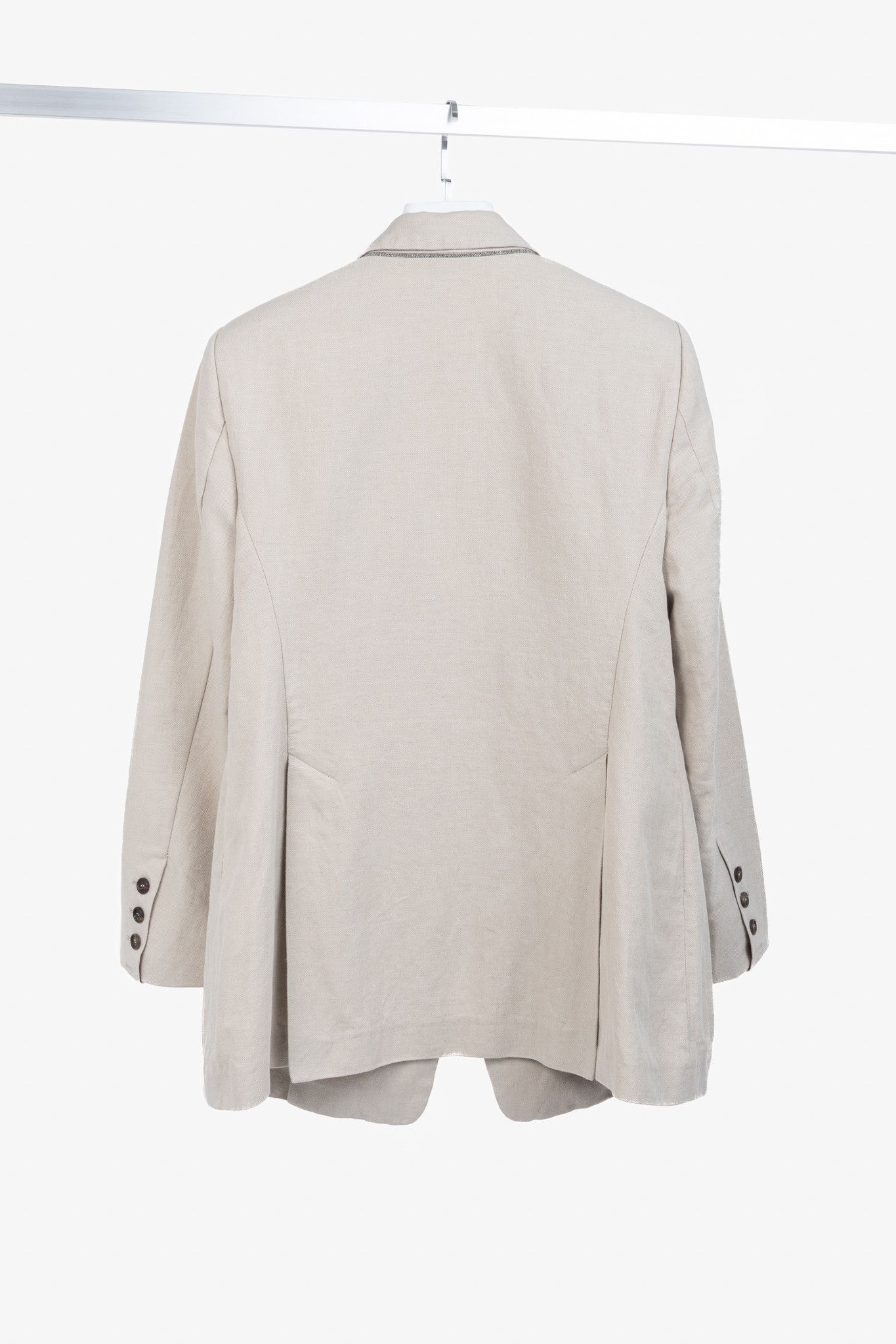 Brunello Cucinelli Brunello Cucinelli SS18 Cotton & Linen Monili-Trim Blazer Size 3XL / US 20-22 - 2 Thumbnail