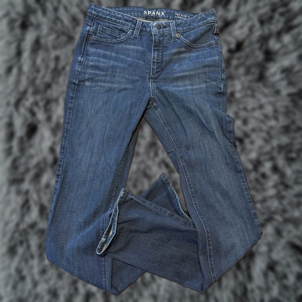 Spanx Spanx The Slim X Straight Leg Jeans Size 28 Dark Wash Stretch Denim Women Regular 31 In Inseam Slimming Size 28" / US 6 / IT 42 - 1 Thumbnail