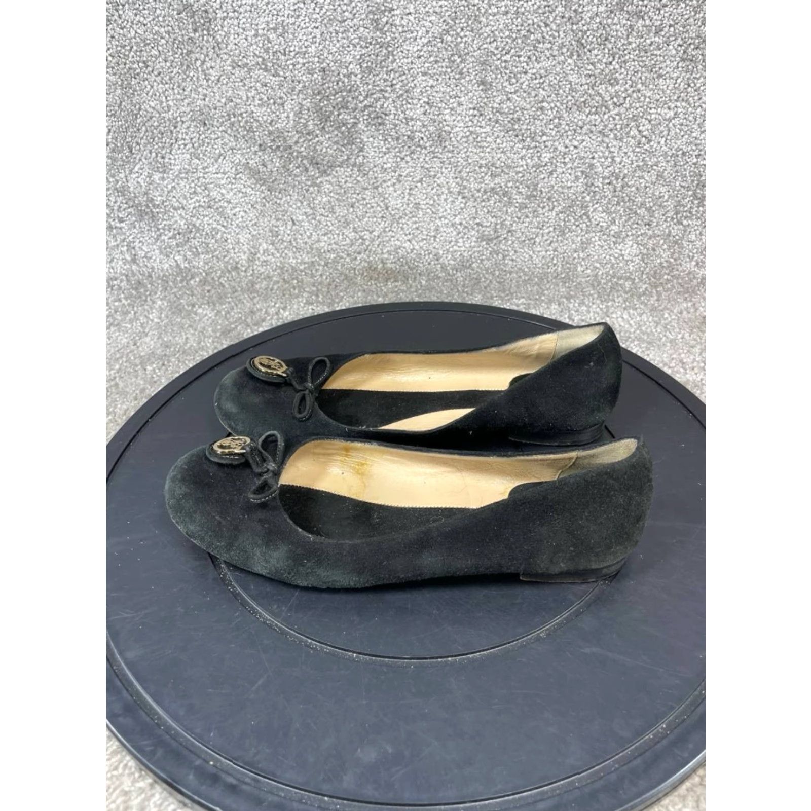 Vintage kate spade new york flats Womens 7.5 B Ballet Black Suede Bow Round Toe Slip On Shoes Size US 5.5 / IT 35.5 - 5 Thumbnail