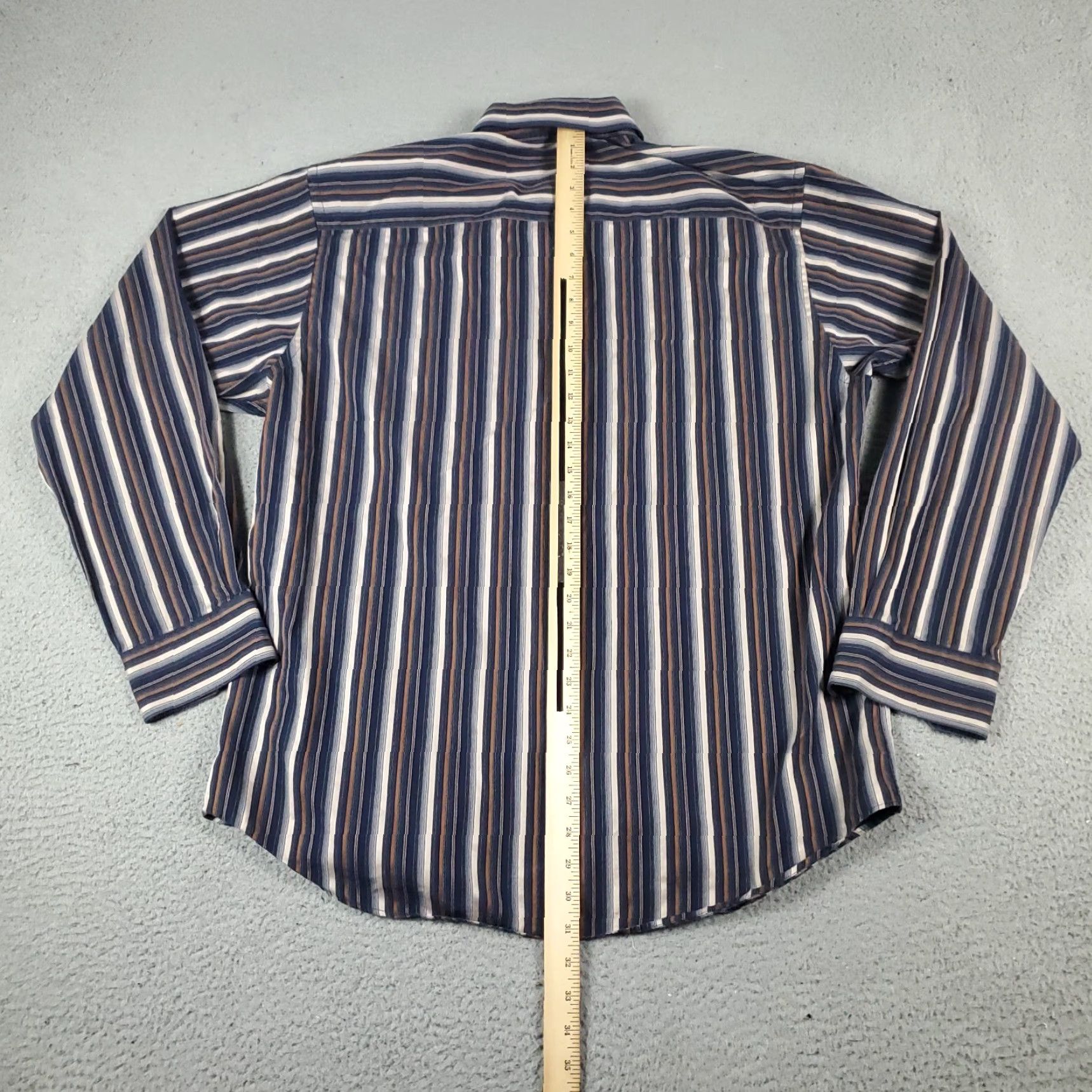 BUGATCHI Bugatchi Uomo Shirt Mens XL Blue Striped Button-Up Long Sleeve Casual Business Formal Party/Cocktail Travel Workwear Size US XL / EU 56 / 4 - 3 Thumbnail