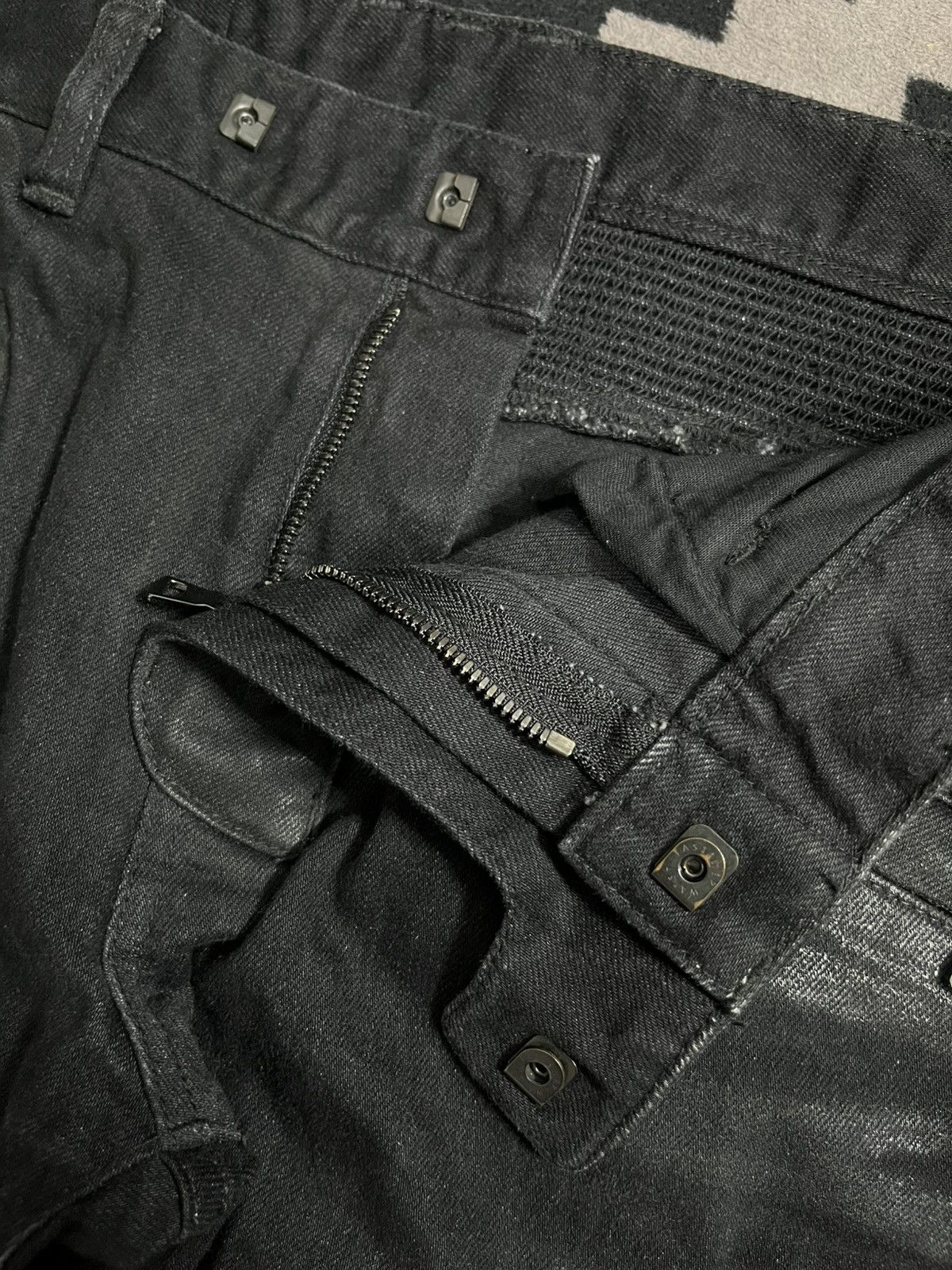 Balmain Christophe Decarnin black waxed distressed biker jeans Size US 31 - 8 Thumbnail