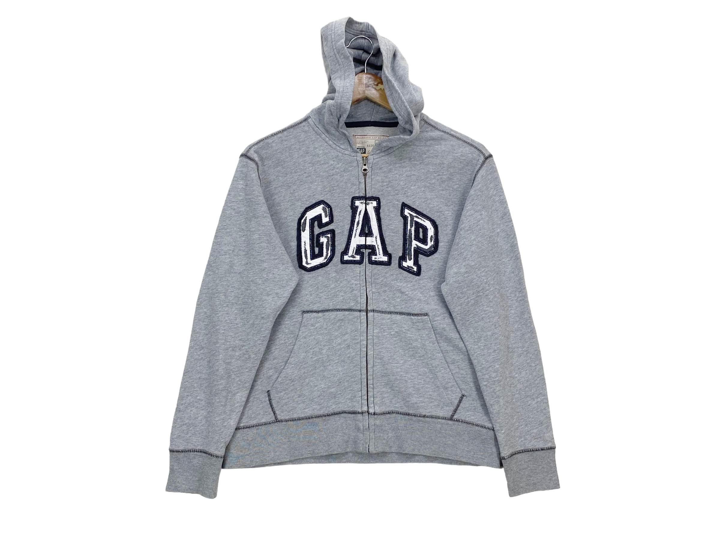 image of Gap Hoodie Jacket Embroided Spellout Zipper Jacket in Grey, Women's (Size Small)